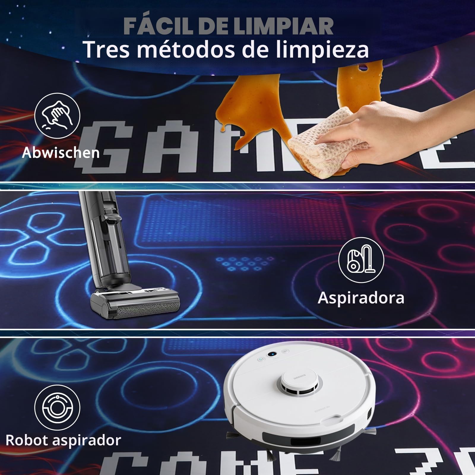 Capslpad Alfombrilla protectora para gaming, 120 x 120 cm, antideslizante, para silla de oficina, para suelo de madera dura, alfombrilla para silla, para sala de juegos, hogar, oficina, laminado
