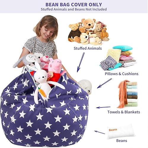 Miniatura 240 de Aubliss - Funda para organizar juguetes de felpa, se convierte en un puf cuando se rellena Se convierte en un puf para niños cuando está lleno. Aqua