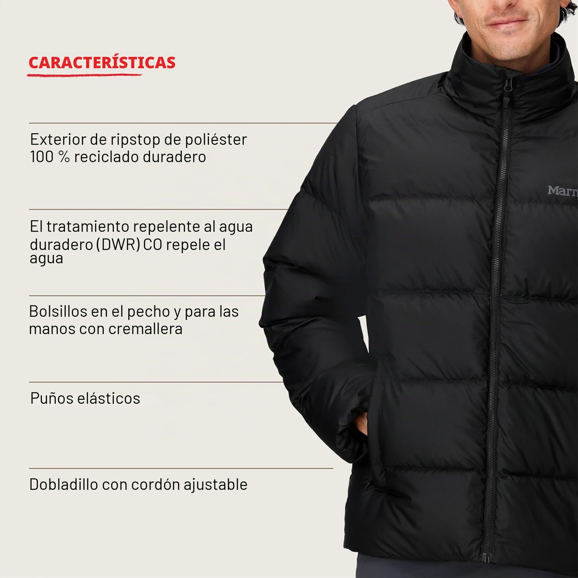 Marmot Guides Down Jacket Chaqueta ligera de plumón, cálida chaqueta de invierno, abrigo acolchado repelente al agua, chaqueta funcional cortaviento, chaqueta exterior plegable Hombre (Pack de 1)