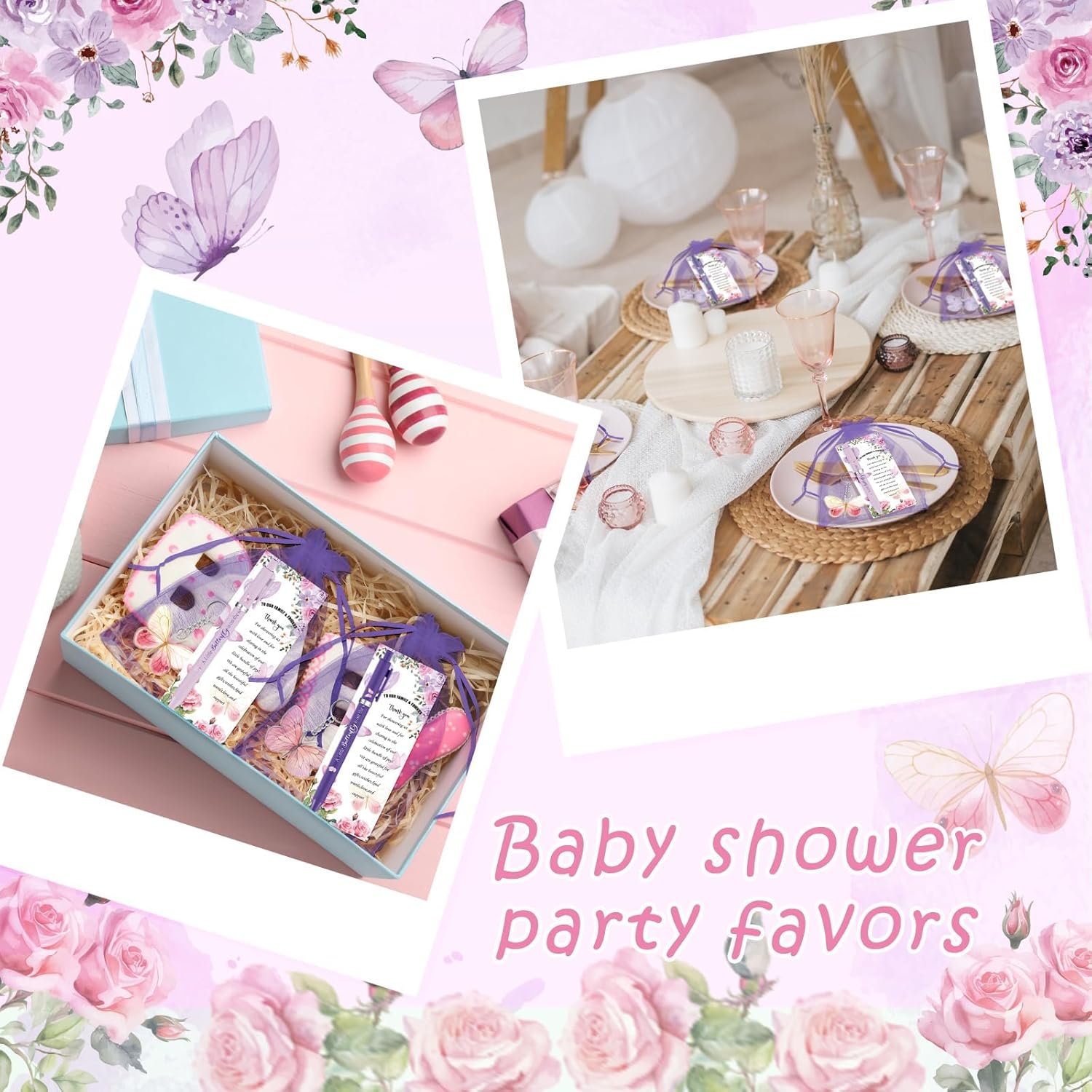 180 Pcs Butterfly Baby Shower Gifts for Guest A Little Butterfly is On The Way Party Favors Retractable Ballpoint Pens Keychains and Greeting Cards Bulk Gender Reveal Souvenirs Prize Game Supplies