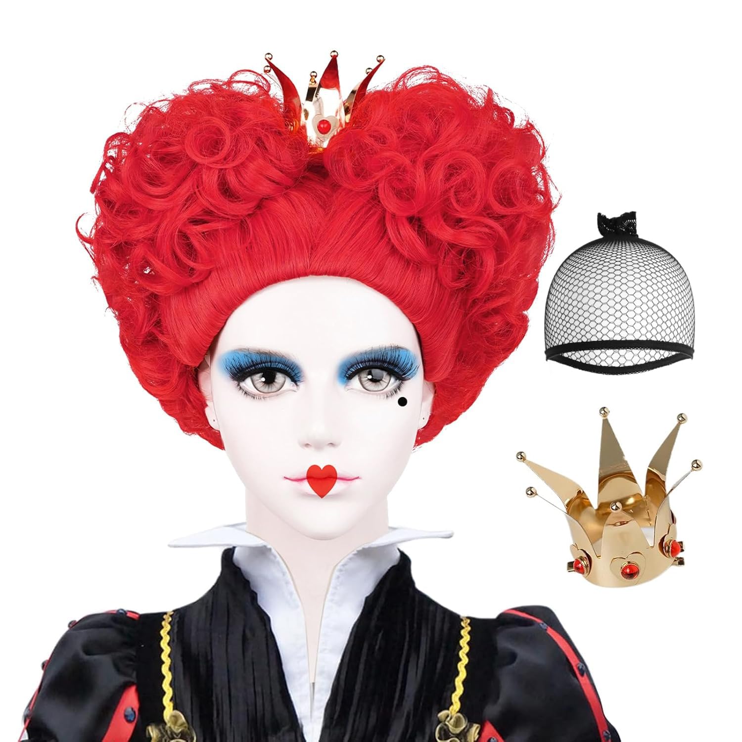 LABEAUTÉ Heart of Queen Wig with Crown Costume Girls Women Two Buns Heat Resistant Synthetic Hair for Halloween Christmas Party