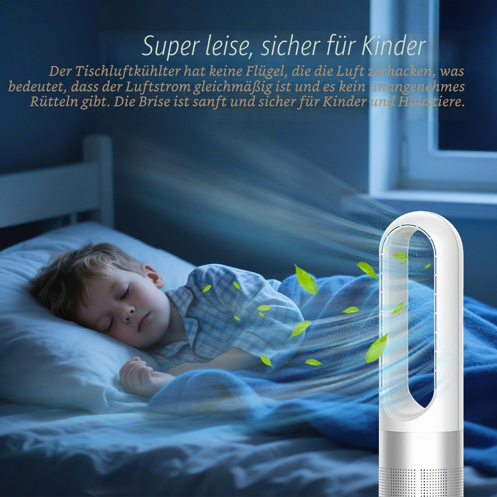 Säulenventilator ohne Flügel, 18 Zoll – leiser Ventilator mit Ionisator, Fernbedienung 5 m, 8 Geschwindigkeitsstufen, Timer 8 Stunden und Oszillation 80 ° | Standventilator für Schlafzimmer