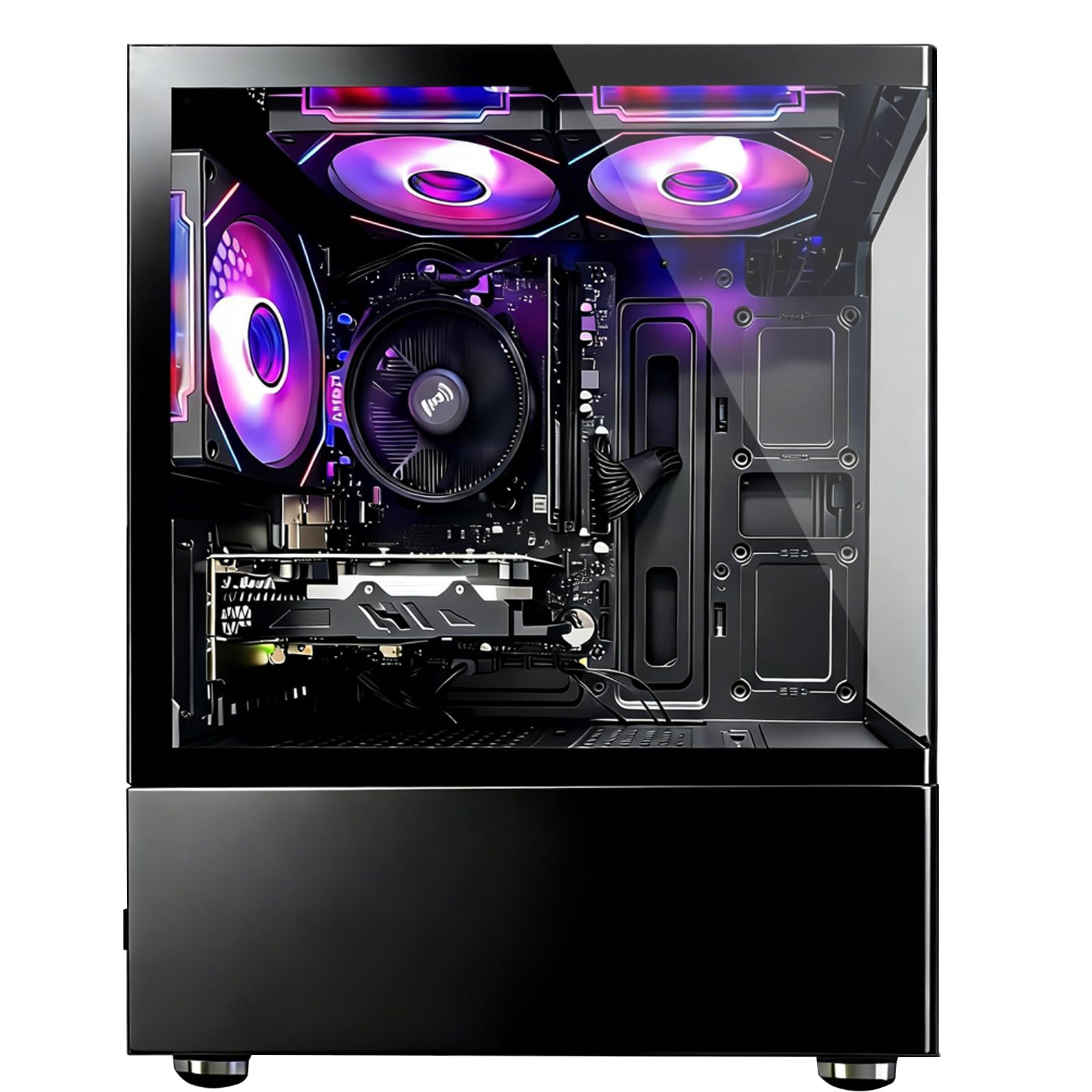 Prebuilt Desktop Gaming PC | Ryzen 5 6Cores 3.6G Up to 4.1G | 16G DDR4 RAM | 512G SSD | RX560 4G Graphics Card | WiFi 6 | Game Computer Tower Black - 3