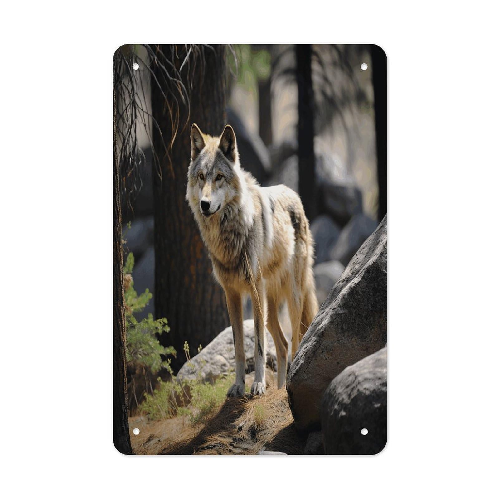 Wildlife Wolf Metal Tin Sign Funny Vintage Metal Signs Metal Art Poster Man Cave Decor Retro Tin Sign for Home Office Kitchen Bar Cafe Garden Wall Decor 11.8 X 7.9 Inch