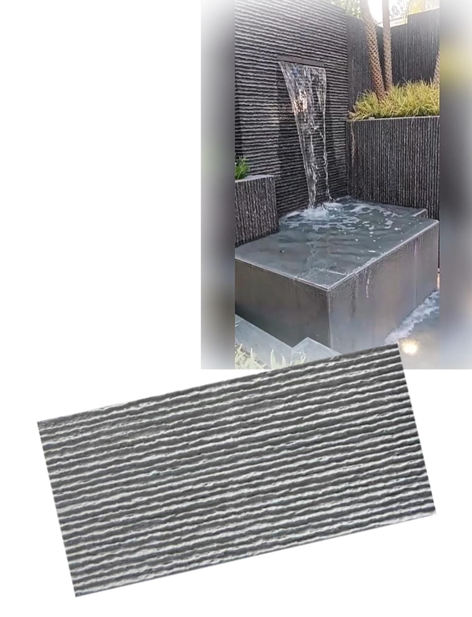 Panel de revestimiento de piedra cultivada de PU: imitación ligera de piedra apilada con textura de cascada, for for la decoración de paredes en hogares y comercios.(Light Cement Gray,4-pack)