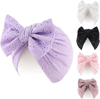 Peecabe Cotton Newborn Baby Girl Hospital Hat Infant Caps Bow Baby Beanie Hats for Girls Spring Summer 0-36 Months