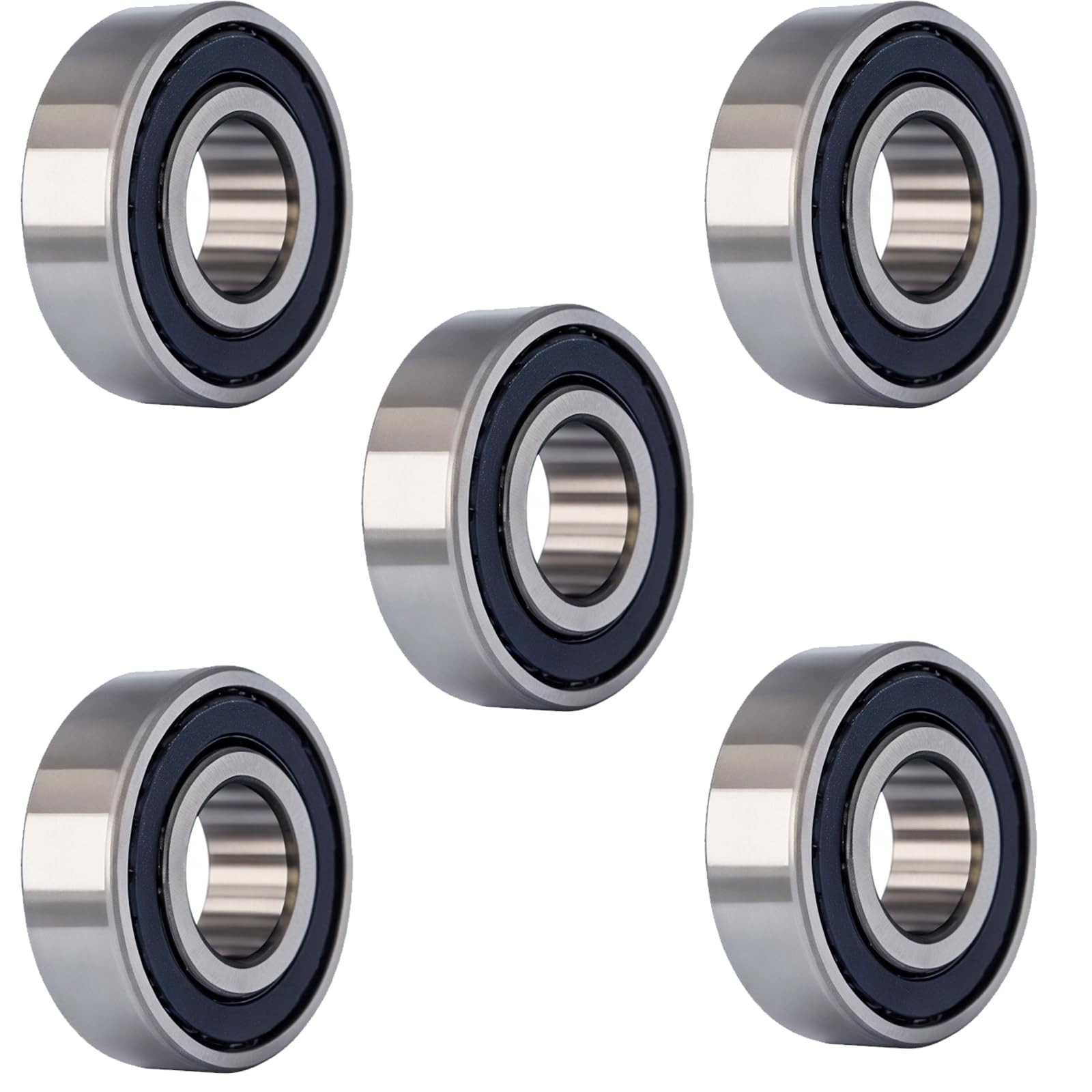 5 PCS R8-2RS 1/2 inch Bore Double Rubber Sealed Roller Ball Bearing 1/2 x1-1/8 x5/16 Inch ABEC3 Precision Small Ball Bearing for Electric Motor, Wheels, Home Appliances, Garden Machinery