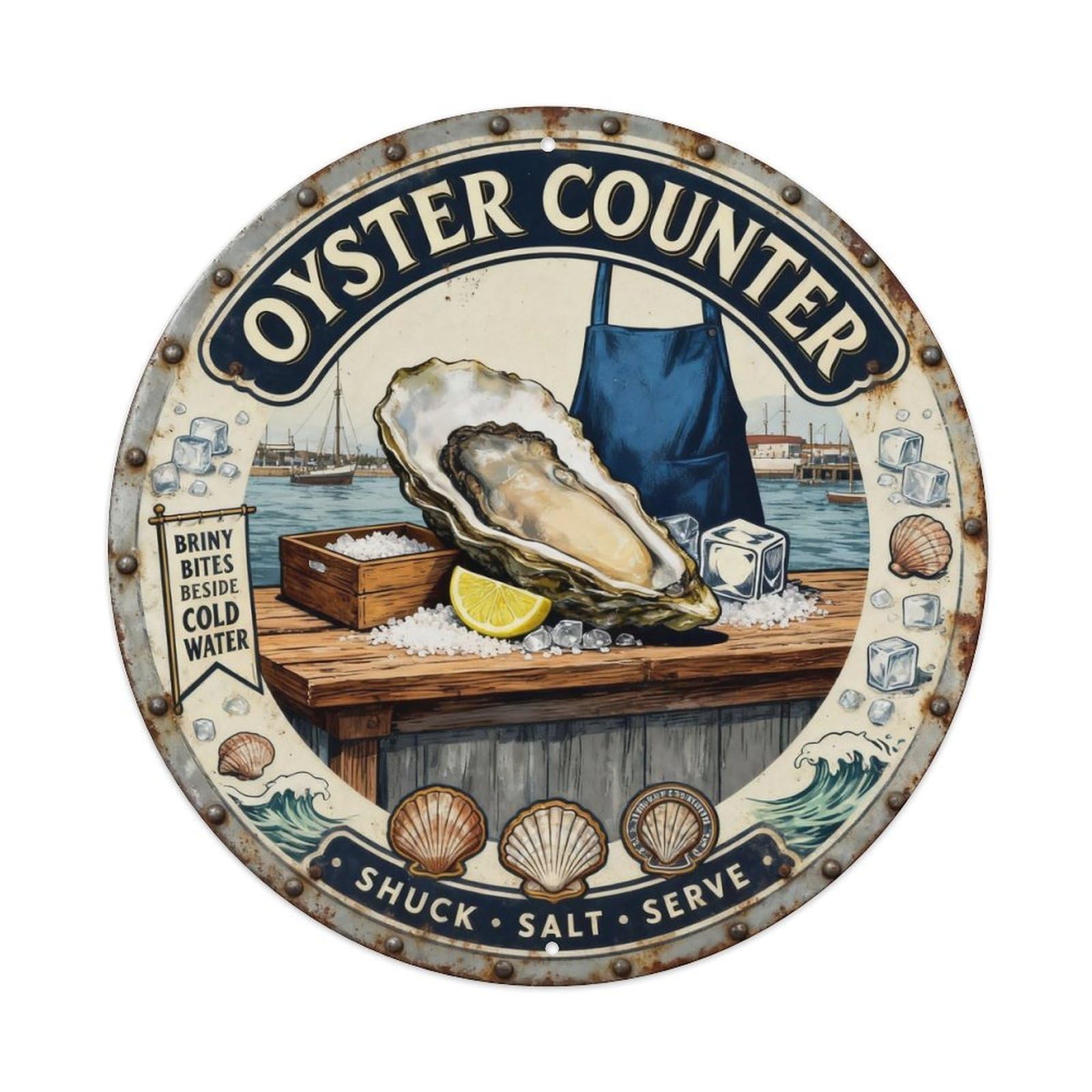 Oyster Counter Sign Metal Tin Sign Plaque