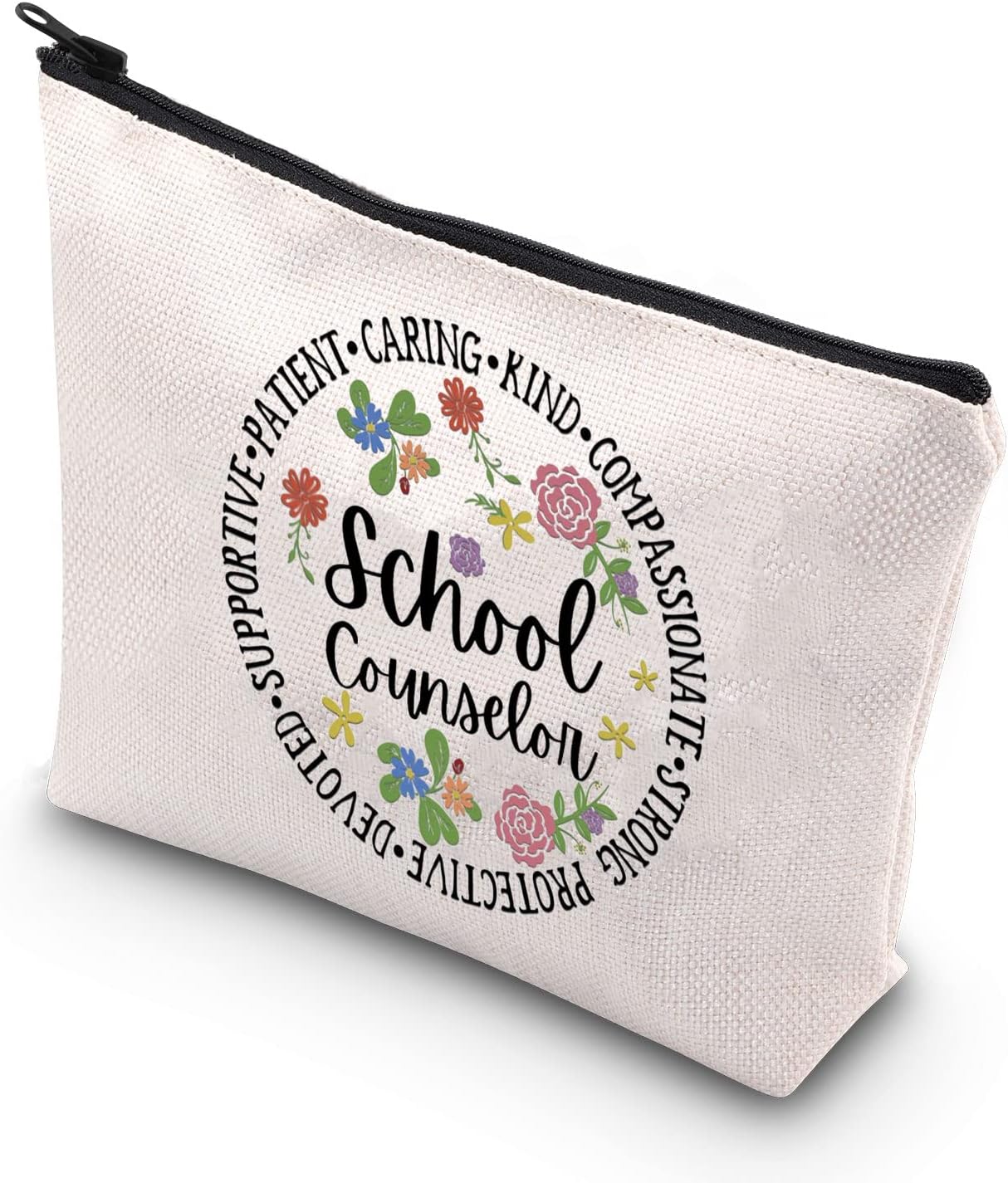 TSOTMOCounselor Teacher Gift School Counseling Therapist gift Psychiatrist Counselor Zipper Pouch Makeup Bag , Beige, School Counselor