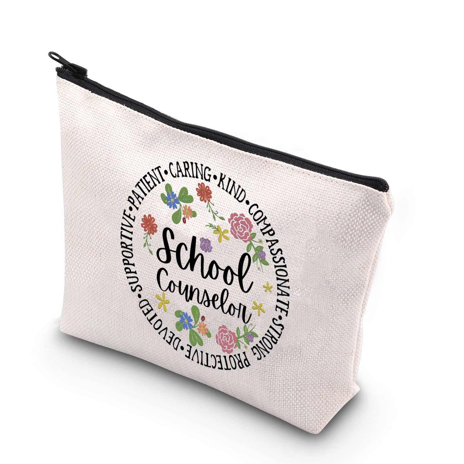 TSOTMOCounselor Teacher Gift School Counseling Therapist gift Psychiatrist Counselor Zipper Pouch Makeup Bag , Beige, School Counselor