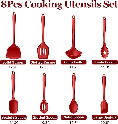 Miniatura 2 de LIANYU Juego de utensilios de cocina de 8 piezas, juego de espátulas de utensilios de cocina de silicona, resistentes al calor, juego de