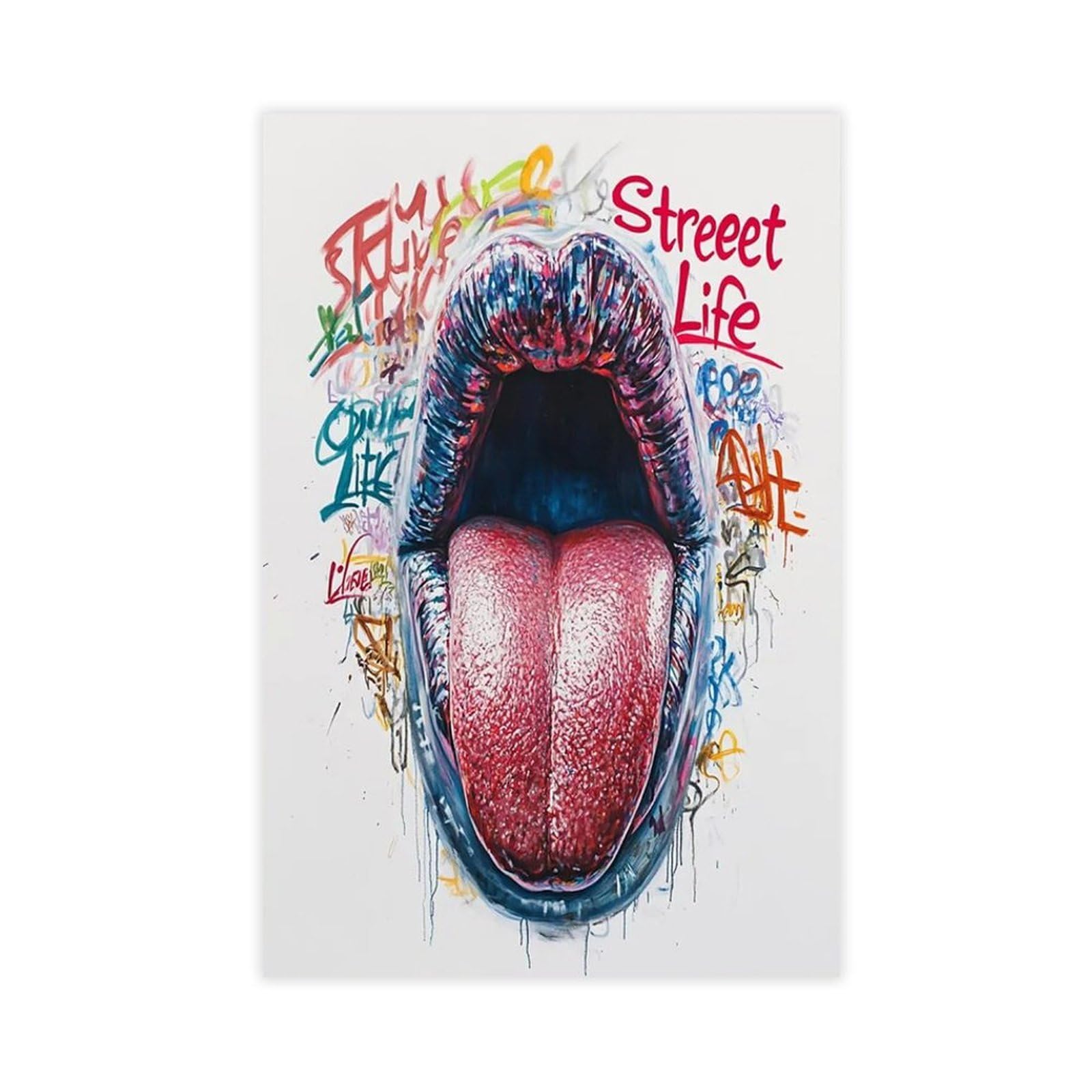 Bareronor Tongue Graffiti Canvas Poster for Dorm Room Decor Gift