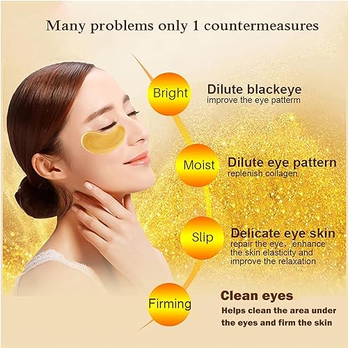 Miniatura 3 de Parches para debajo de los ojos, mascarilla de colágeno de oro de 24 quilates para ojos hinchados y tratamiento de ojeras, máscara debajo de los