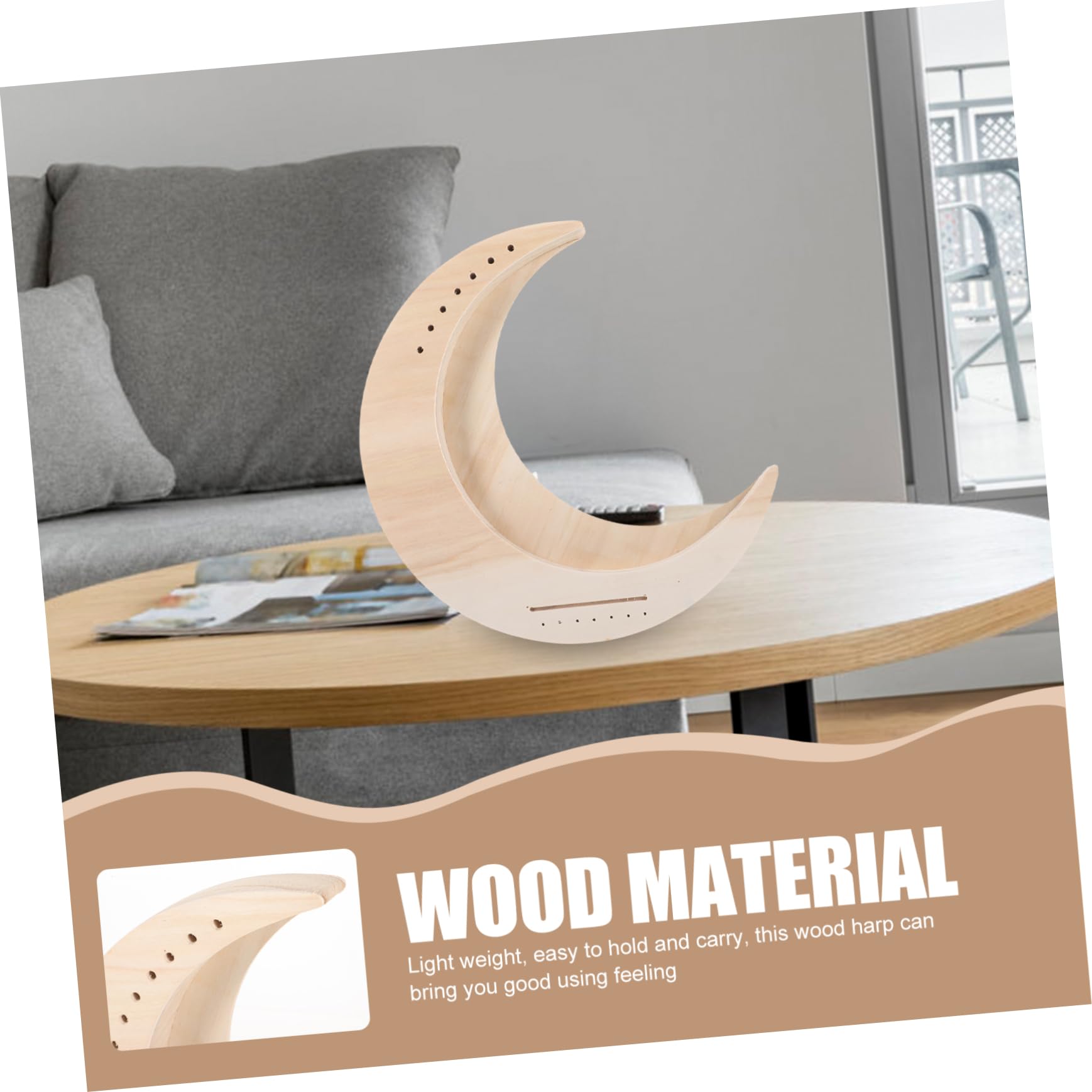 Garneck Diy Lyre Harp 7-string Musical Instrument Wood Harp for Beginners Portable Finger Unfinished Surface for