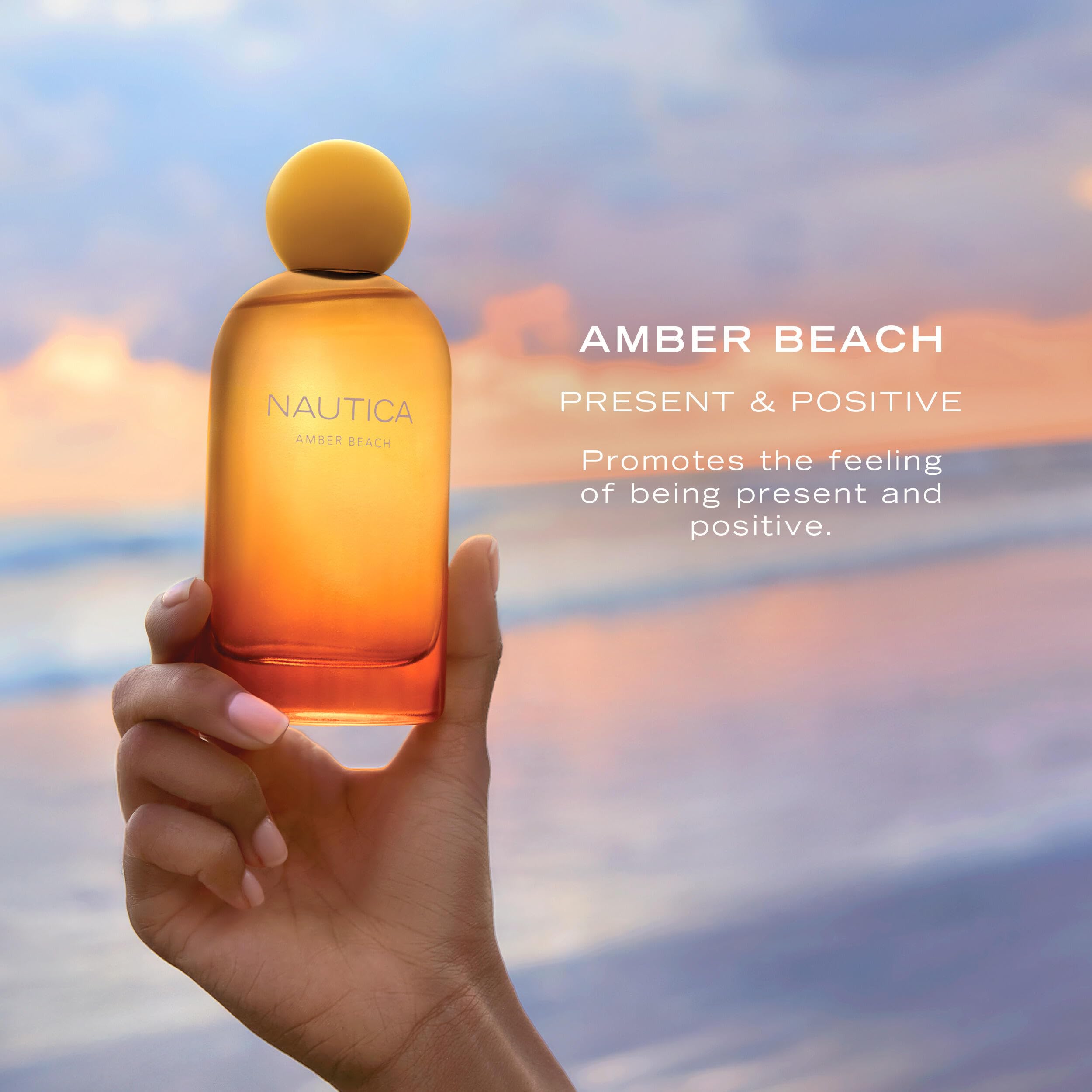 Nautica Amber Beach Eau de Parfum da Donna, Fragranza Mood Boosting, Distintiva e Positiva, Fragranza Ambrata e Fruttata, Formula Vegana, Profumo a Lunga Durata, 3,3 oz