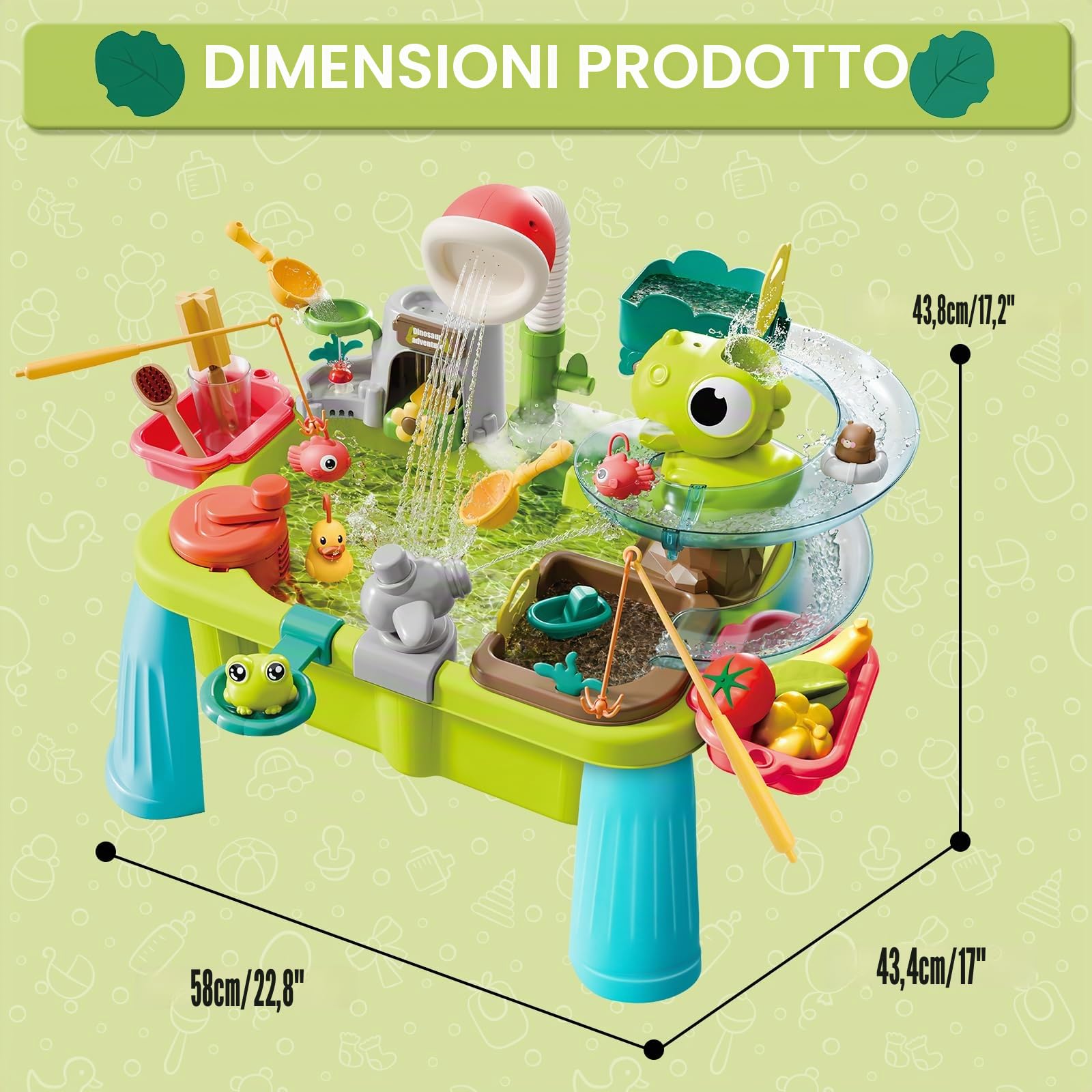 deAO Tavolo Acqua Bambini, Giochi da Spiaggia e da Giardino all'aperto | Tavolo Gioco Acqua Bambini con Pompa di Ricircolo Automatica, Scivolo d'Acqua, per Bambini di 3+ Anni