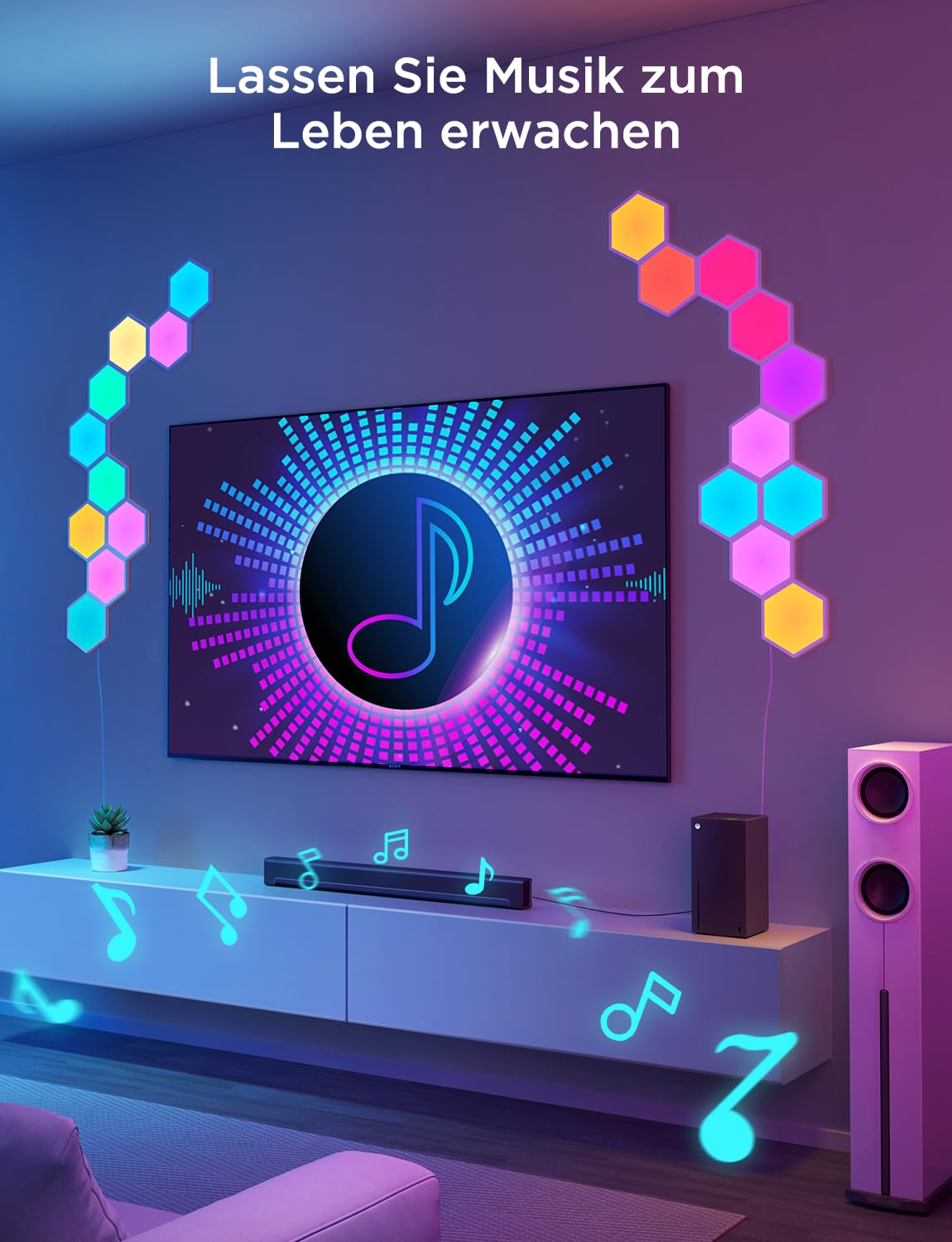 Govee LED Sechseck Hexagon Panel Gaming,10 RGBIC Smart Wandleuchte | Funktioniert mit Alexa, Google Assistant, Wi-Fi,Kreative Dekorative, Musik Sync,Gaming Beleuchtung & Zimmer Deko