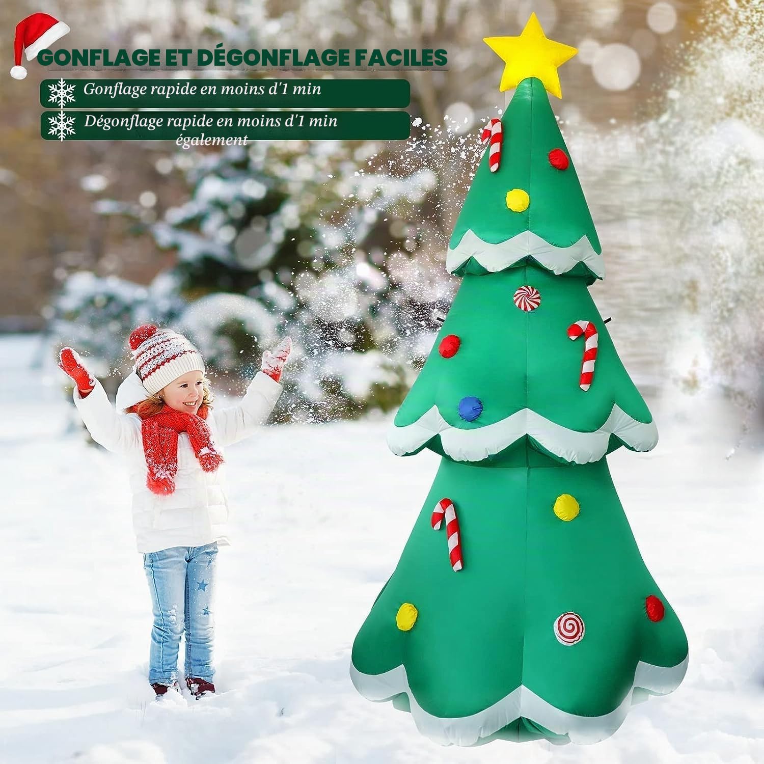 Sapin de Noël Gonflable à LED de 213 cm, pour l'extérieur, étanche IP44, indéchirable, décoration pour l'intérieur et l'extérieur, fête de fête, Surprise d'anniversaire, pelouse, Jardin, Cour.