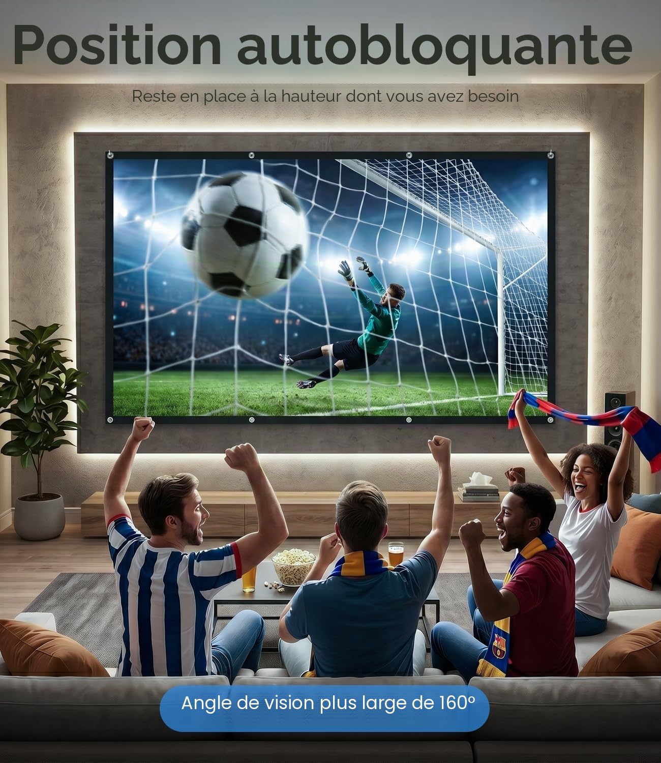 100 Pouces Ecran Videoprojecteur D'extérieur Portable et Pliable, Lavable, pour Ecran Projecteur, Idéal pour Le Home Cinéma, Les soirées Cinéma et Les Utilisations Commerciales, avec Sac de Transport