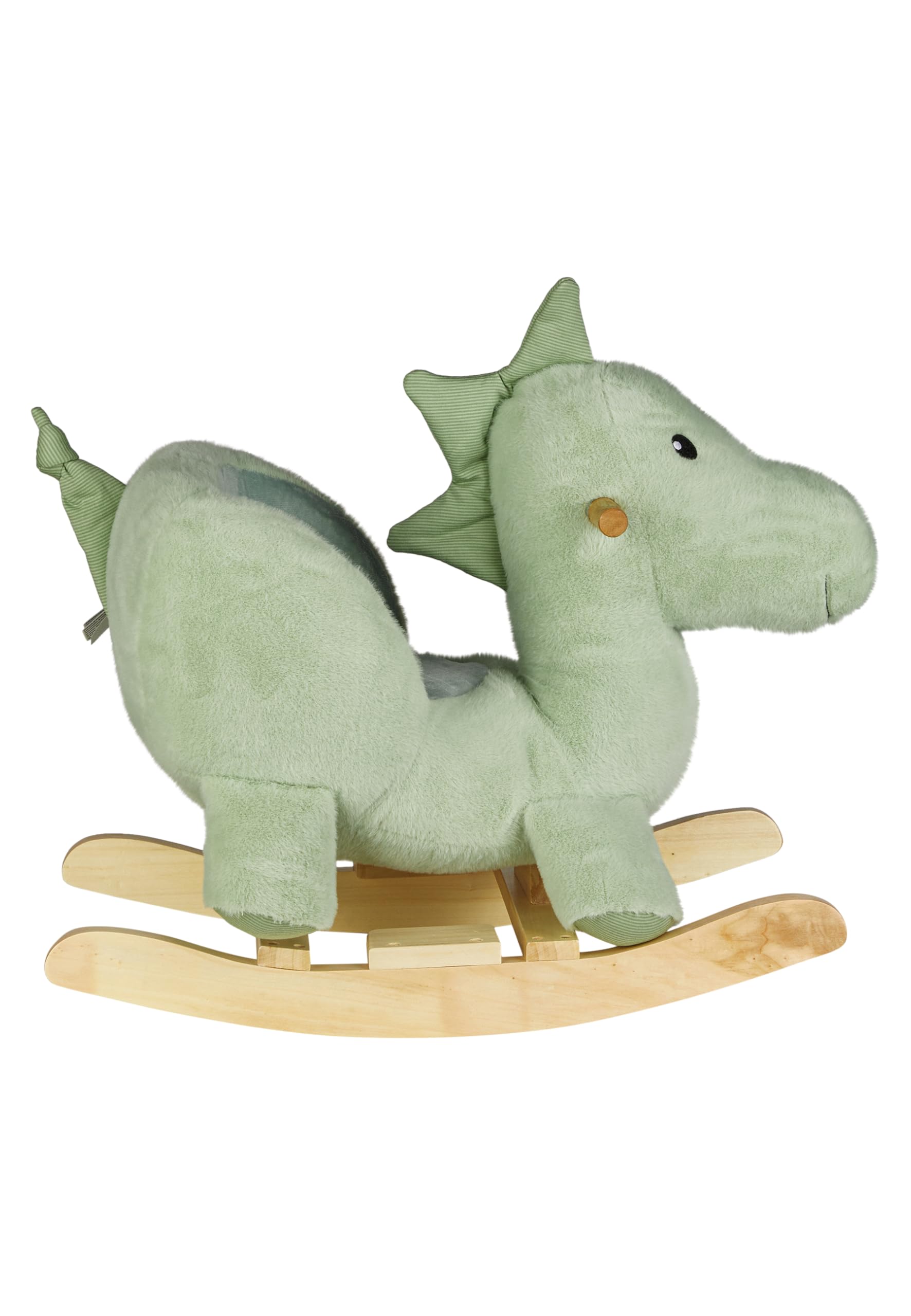 Sterntaler Schaukeltier Dino Rexi - Schaukeltier aus kuscheligem Plüsch und weicher Sitzfläche - Schaukelpferd für Kinder - Spielzeug Wippe für Baby und Kinder, pudergrün