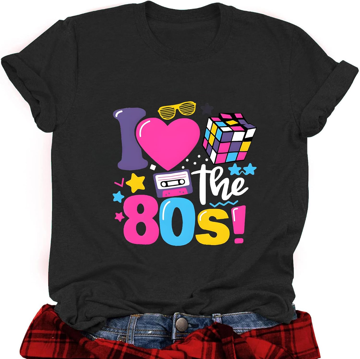 80s Shirts for Women 1980s Party Graphic Tee Tops Retro 90s Disco Music Themed Party Style Outfit