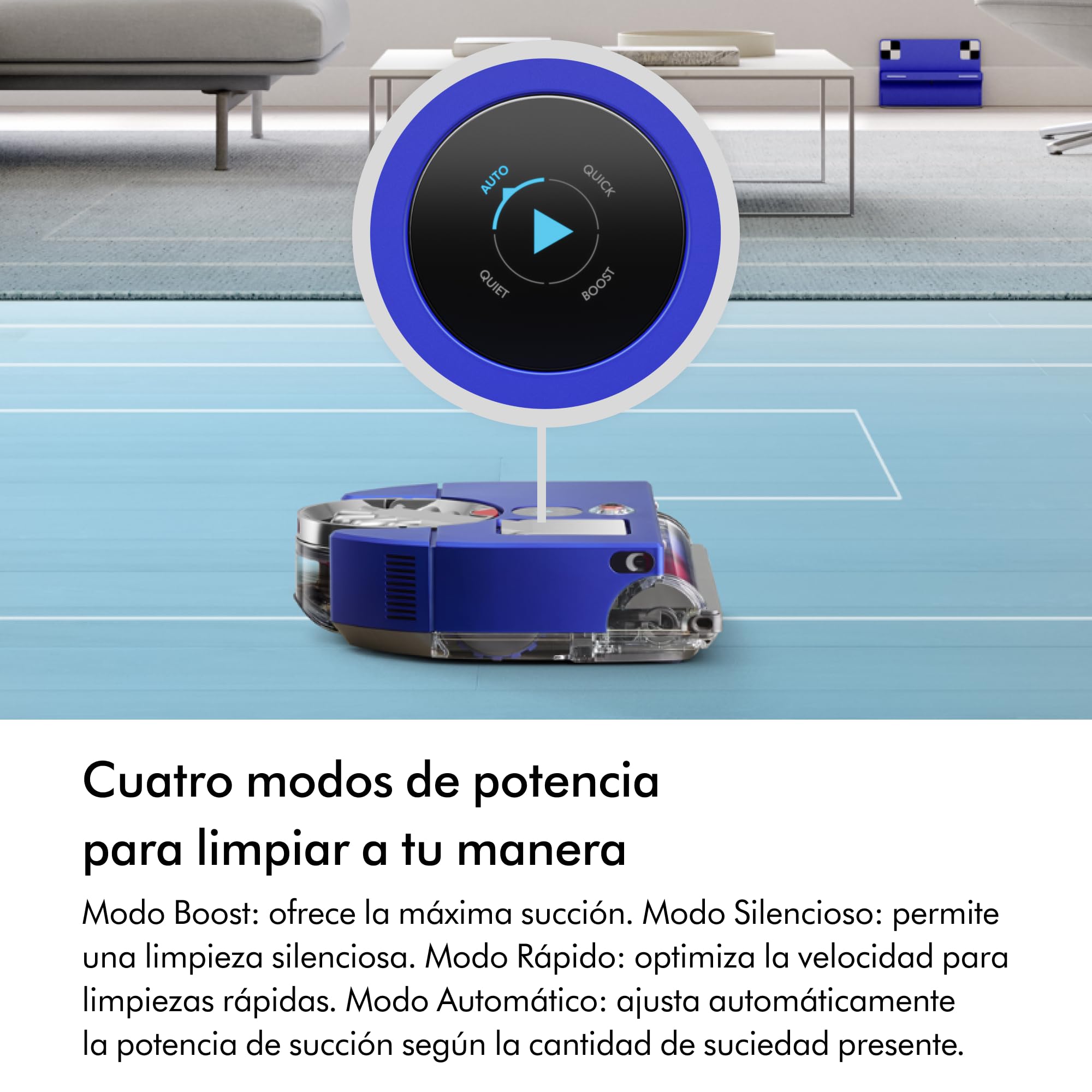 Dyson 360 Vis Nav™ Robot aspiradora – Cepillo de Ancho Completo, diseñado para Todo Tipo de Suelos (Azul/Níquel)