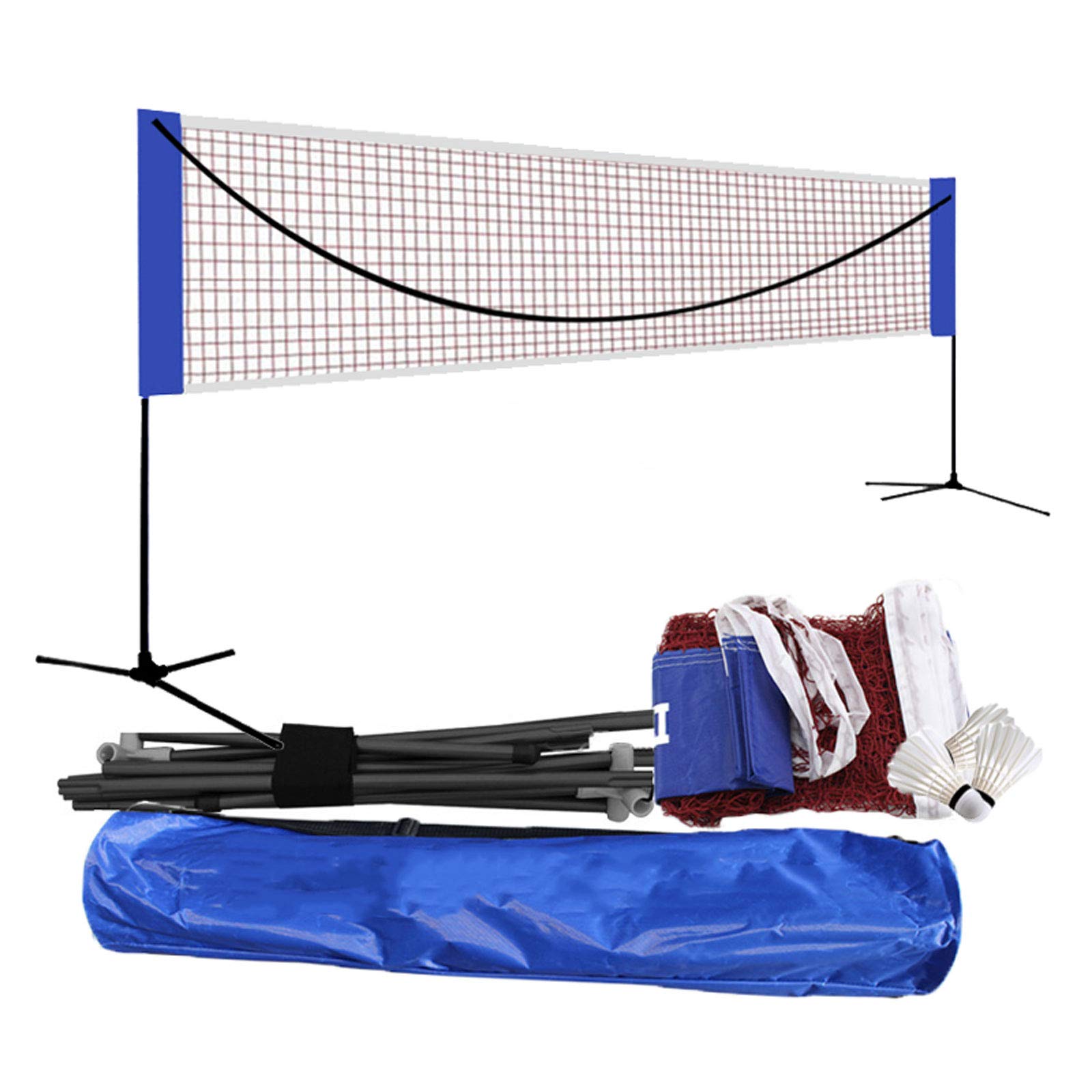 APOE Rete da Tennis Badminton Pallavolo Portatile per Giardino, Pieghevole e Regolabile, Rete da Badminton con Supporto per Sport All'aperto e Indoor Spiaggia, 3m-6m