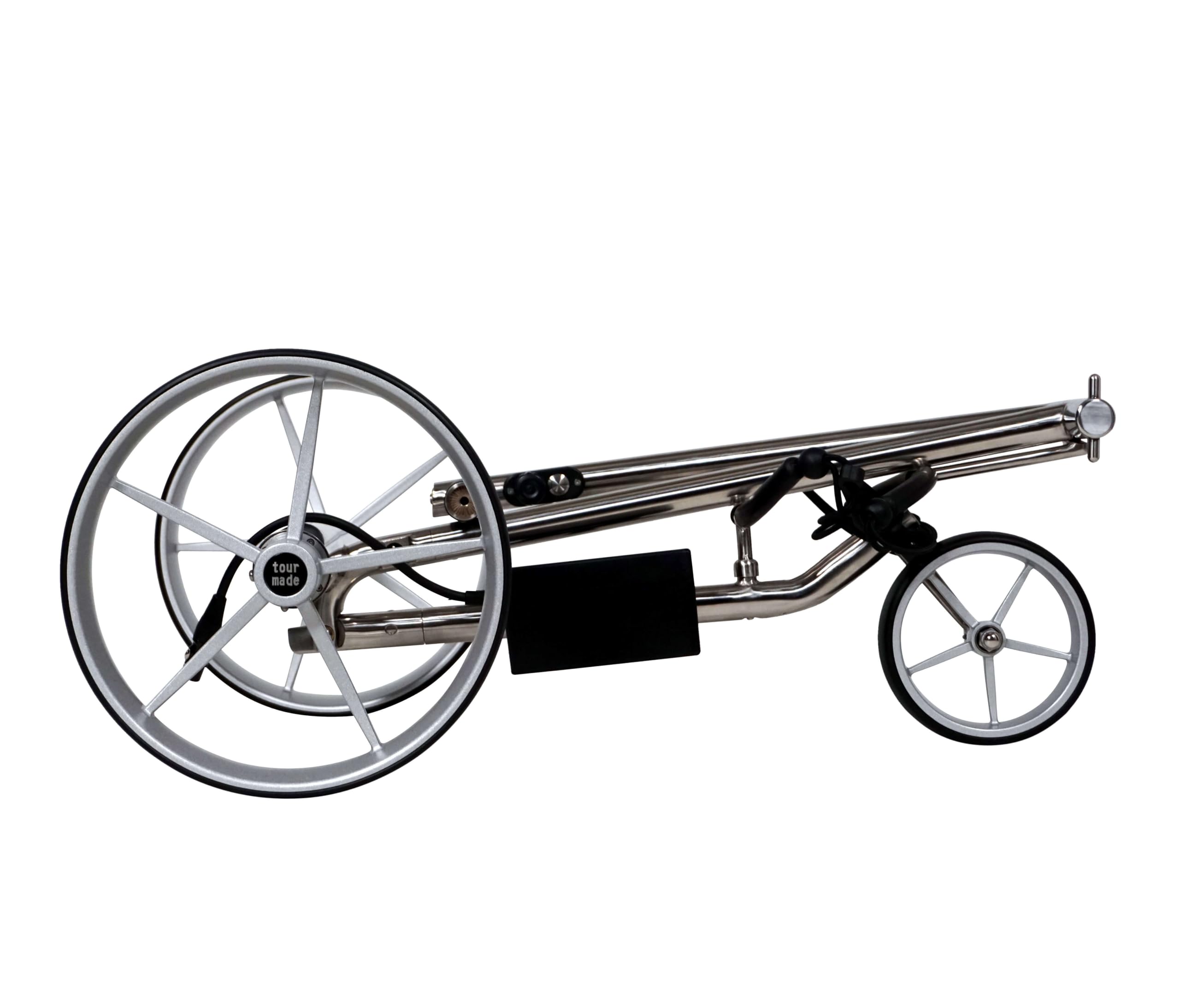 tour made Haicaddy HC5 Edelstahl I Golftrolley Elektrisch I kleinstes Packmaß I Lithiumakku 27-36 Loch I Bergabfahrbremse & viel Zubehör I Deutsche Markenqualität