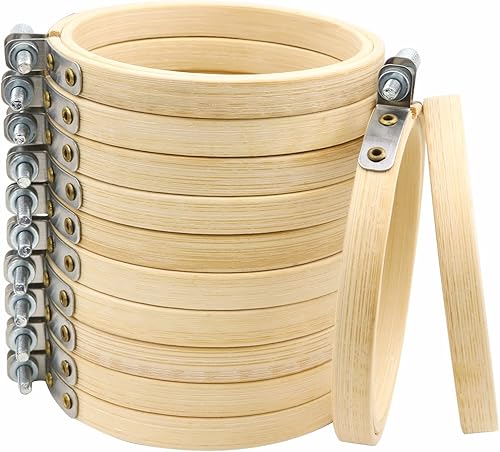 Miniatura 1 de Similane 12 aros de bordado de 3 pulgadas, aro de bambú para bordado y punto de cruz, mini aro de bordado perfecto para decoración de bricolaje