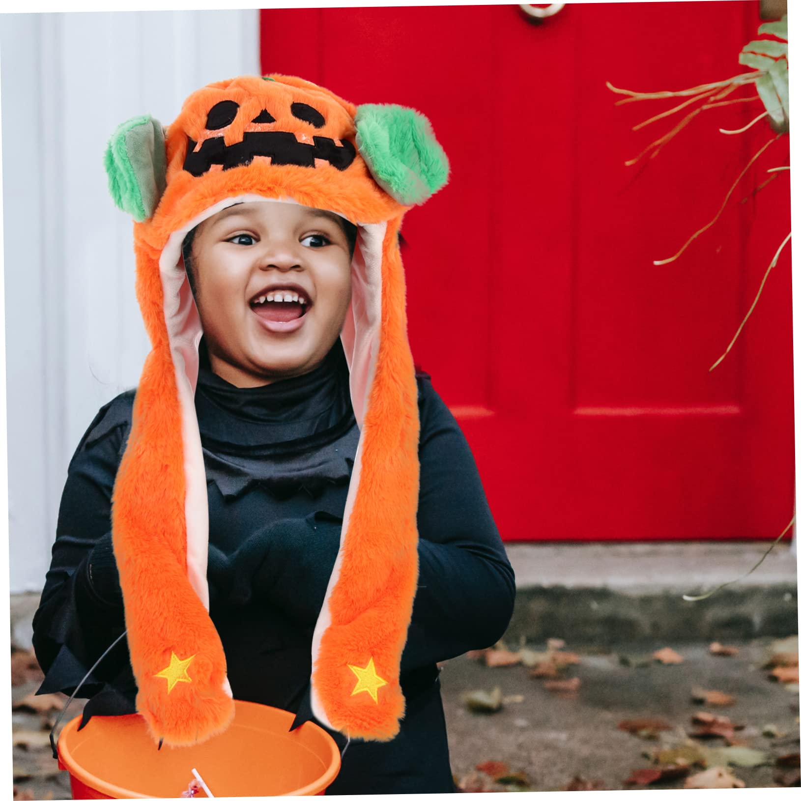 VICASKY 4 Piezas Sombrero En Movimiento De Halloween Gorro Con Orejas Saltadoras Tapones Para Mover Las Orejas Sombreros De Disfraces Sombreros De Animales Felpa Corta Orange