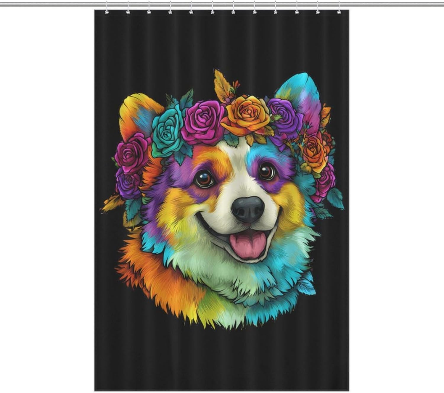 Corgi Colorful Shower Curtain 46.85x70.87Inch（119x180cm） Polyester Bath Curtain Shower Curtains Printed Decorative