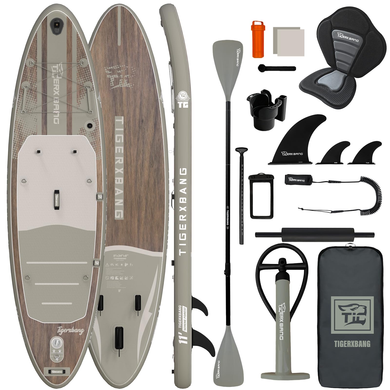 TIGERXBANG Tavola SUP Gonfiabile con Accessori, Stand Up Paddle Board Antiscivolo in EVA, SUP Gonfiabile 320cm per Adulti e Ragazzi, Ideale per Mare, Lago e Fiume