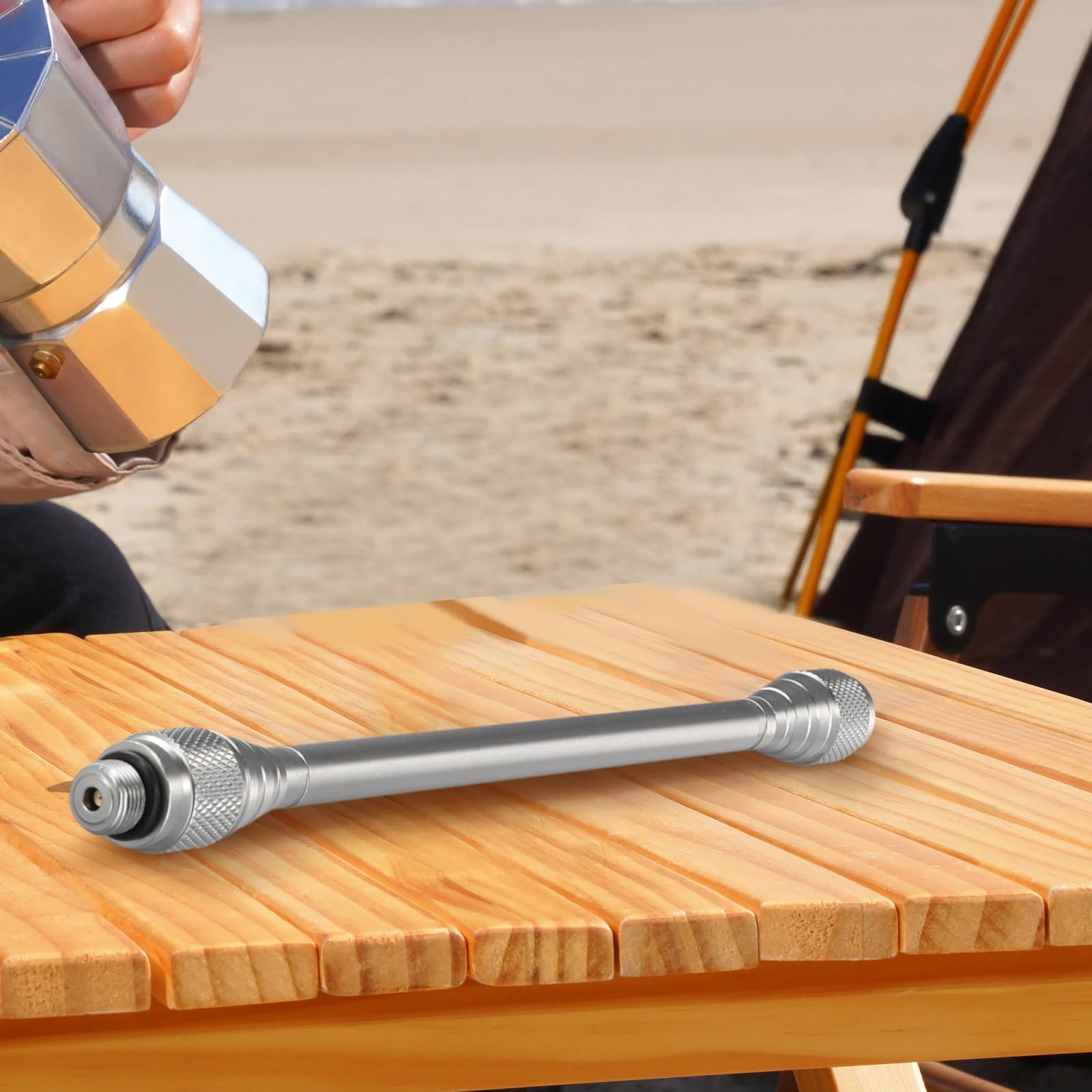 RichVibe Gaslaterne, Campinglampe mit Verlängerungsstange und leer für Tank-Isobutan-Kanister, Aluminiumlegierung, Outdoor-Laterne, Camping, Wandern, Abenteuer