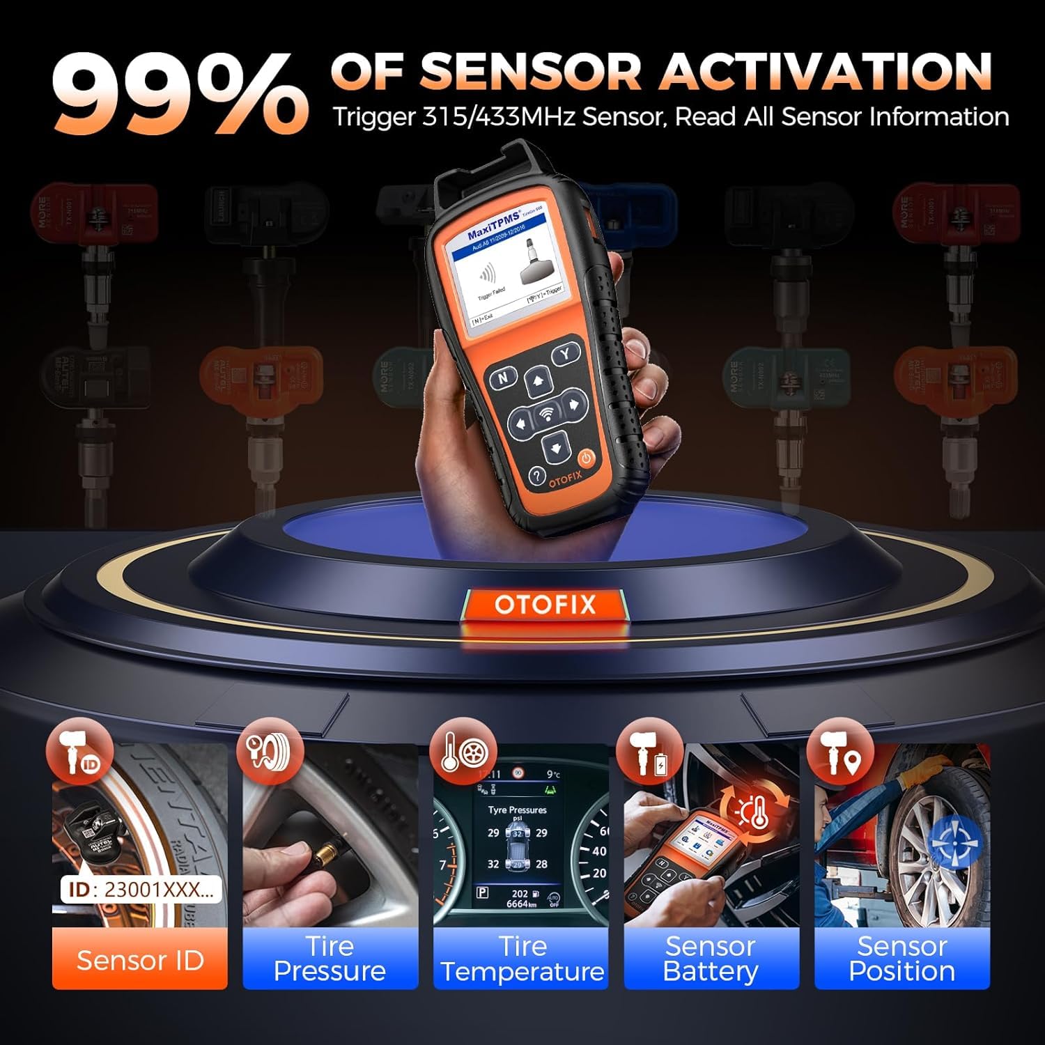 Herramienta de Programación OTOFIX TireGO 808 TPMS, Reaprendizaje, Activación de Todos Los Sensores, Programa MX-Sensor, Diagnóstico y Reinicio de TPMS, Actualización Gratuita con un Clic
