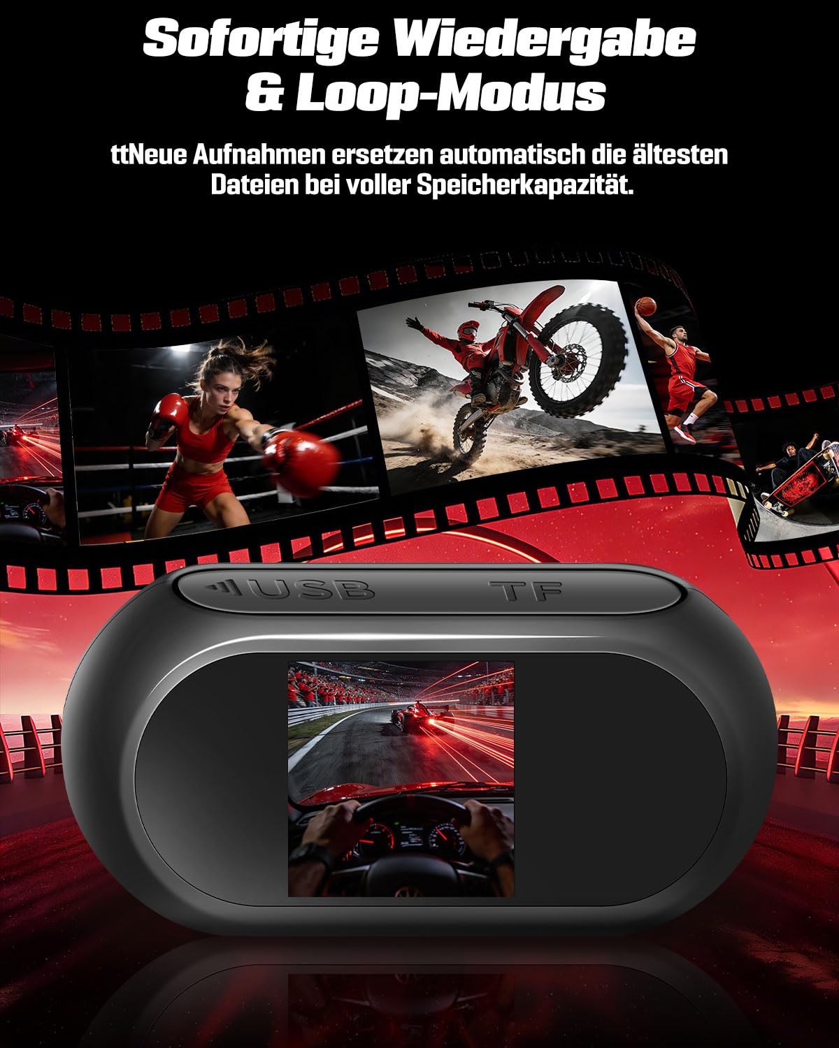1080P Action Cam mit 0,85-Zoll-Display, BodyCam Körperkamera Mini Magnetisch mit 120° Weitwinkel, 360° Rückenclip, 120-Minuten-Batterie, Ski Kamera, Motorrad Kamera, Helmkamera