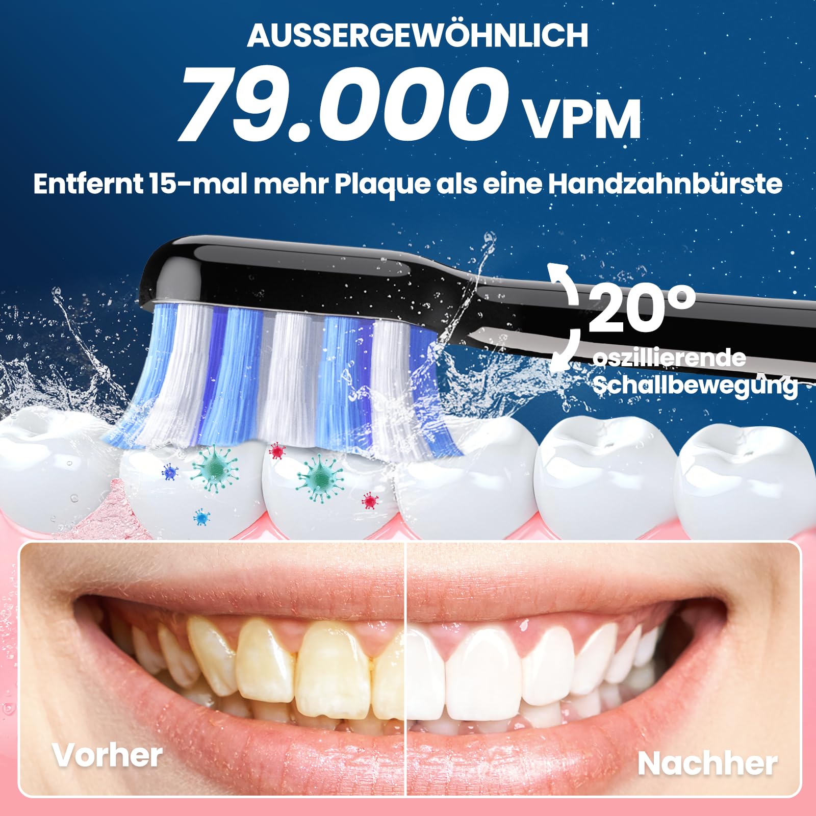 Elektrische Zahnbürste Schallzahnbürste mit AI Reinigung