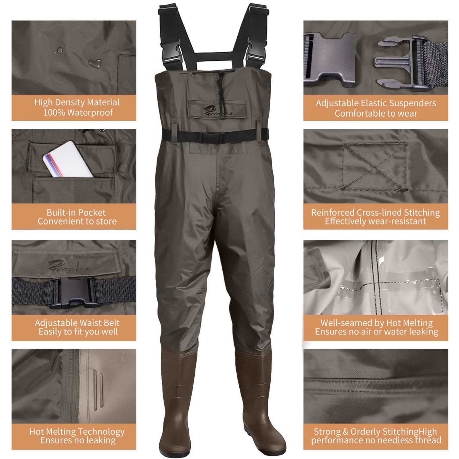 Waders Traspirante da Pesca Stivale Scafandro Impermeabili PVC Trampolieri da Pesca Ginocchiere Pantaloni da Stagno per Uomo E Donna da Pesca Caccia