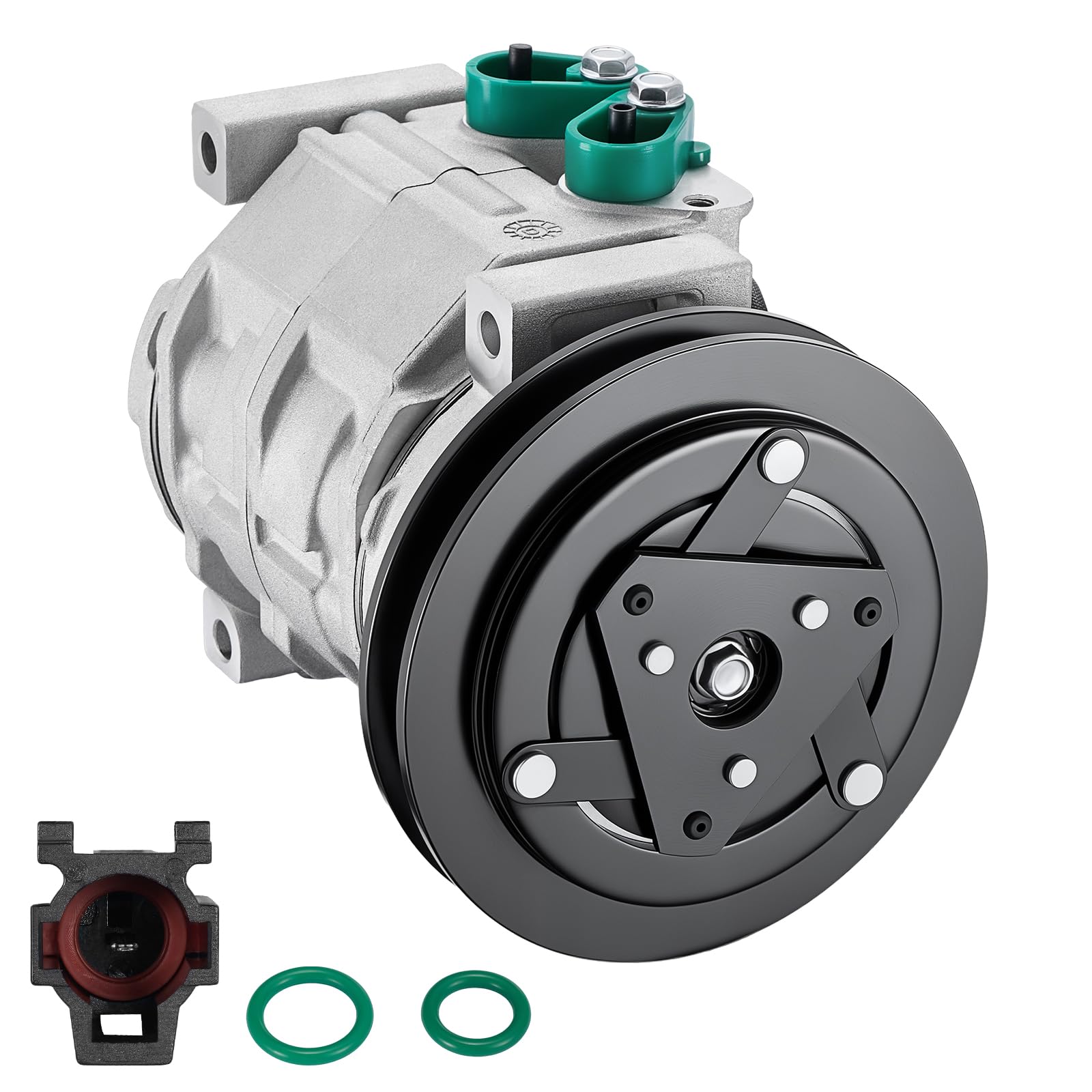 BDFHYK 4710554 AC Compressor with Clutch Compatible with Hino 238 2005-2010, 258 2006-2010, 268 2005-2010, 338 2005-2010, 7.7L L6, DIESEL, Replaces 5513077, 7513077, 14-0844C