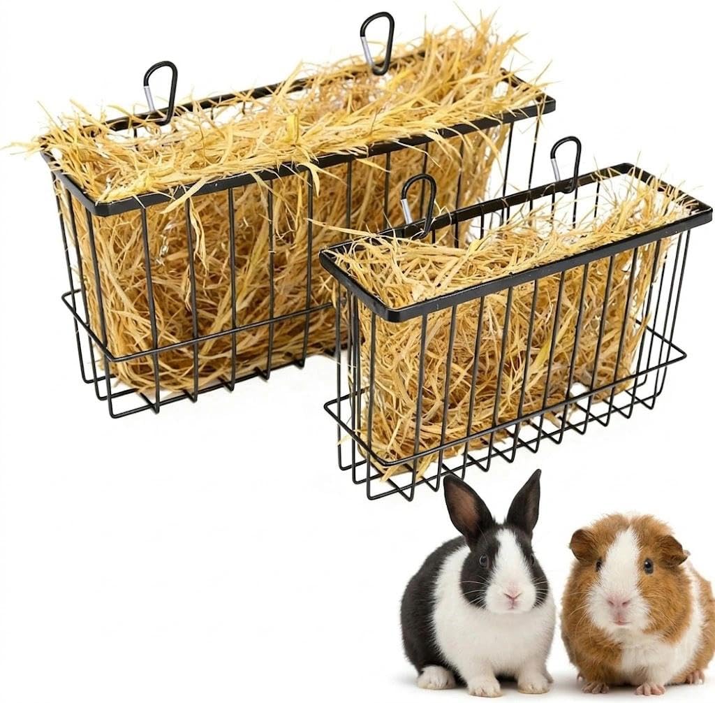 Mangeoire à foin pour lapin anti-salissure, râtelier métallique à crochets
