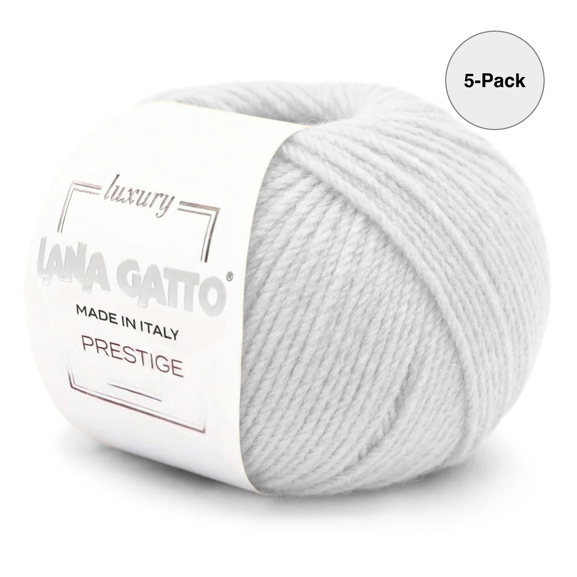 5 Ovillos 100% cachemira Lana Gatto Luxury Linea Prestige, para punto y ganchillo, 125 gr. 375 mt (Gris - 12504, 5)