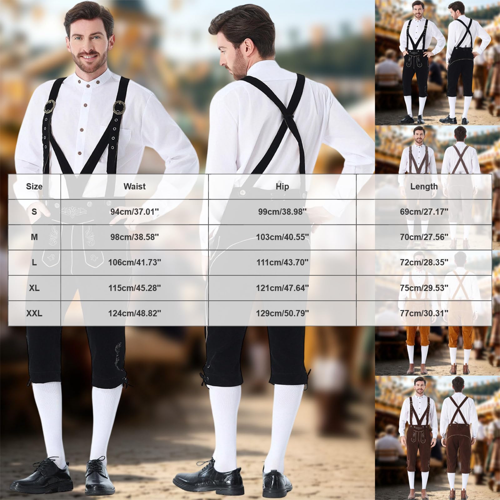 Oktoberfest Herren Outfit, traditionelle bayerische Hosenträgerhose für Erwachsene, Trachtenoptik mit stabiler Verarbeitung, perfekt für Herbstfestveranstaltungen, Festparaden und Cosplay-Anlässe