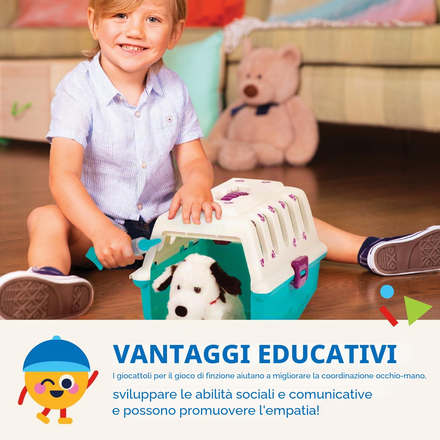 Battat - Giocattolo Veterinario per Finta - Playset per la Cura del Cane - Cucciolo di Peluche e trasportino - Set Veterinario per Bambini - 2 Anni +