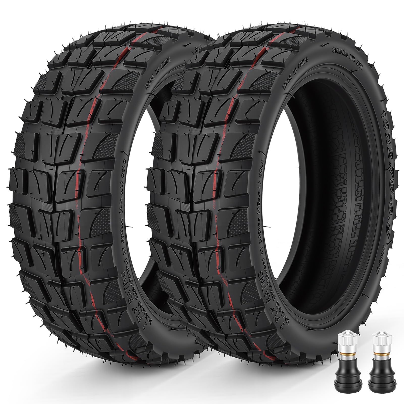 2pcs Neumatico Cubierta 10 in 10x2.75-6.5 Rueda Todoterreno Tubeless para Patinete Eléctrico eléctrico Accesorios prueba de explosiones Neumáticos de carretera Off-Road Vacío