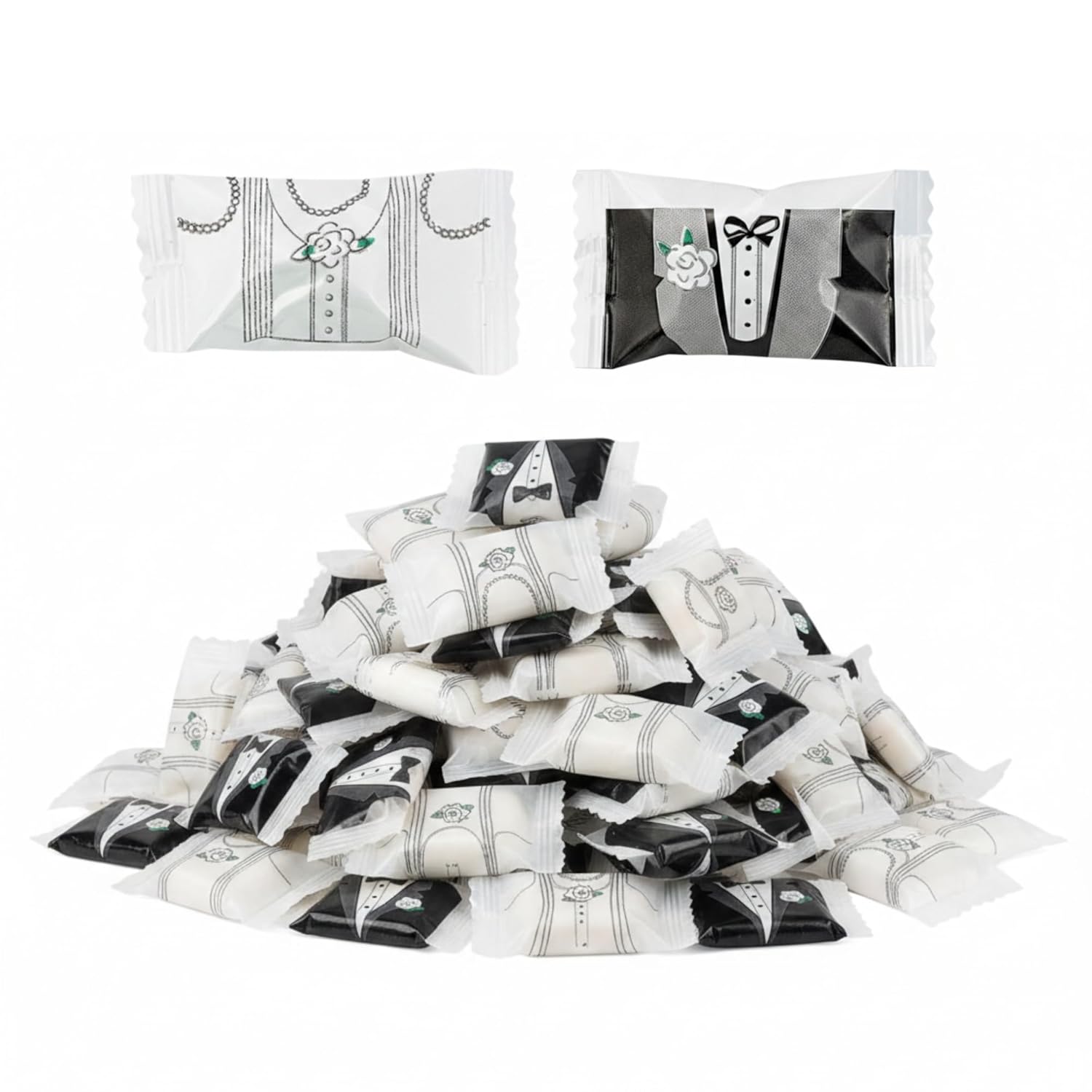 216ct Bride and Groom Butter Mints Individually Wrapped Bulk – White Buttermints Individually Wrapped for Wedding Favors, Reception Candy, Bridal Shower Mints