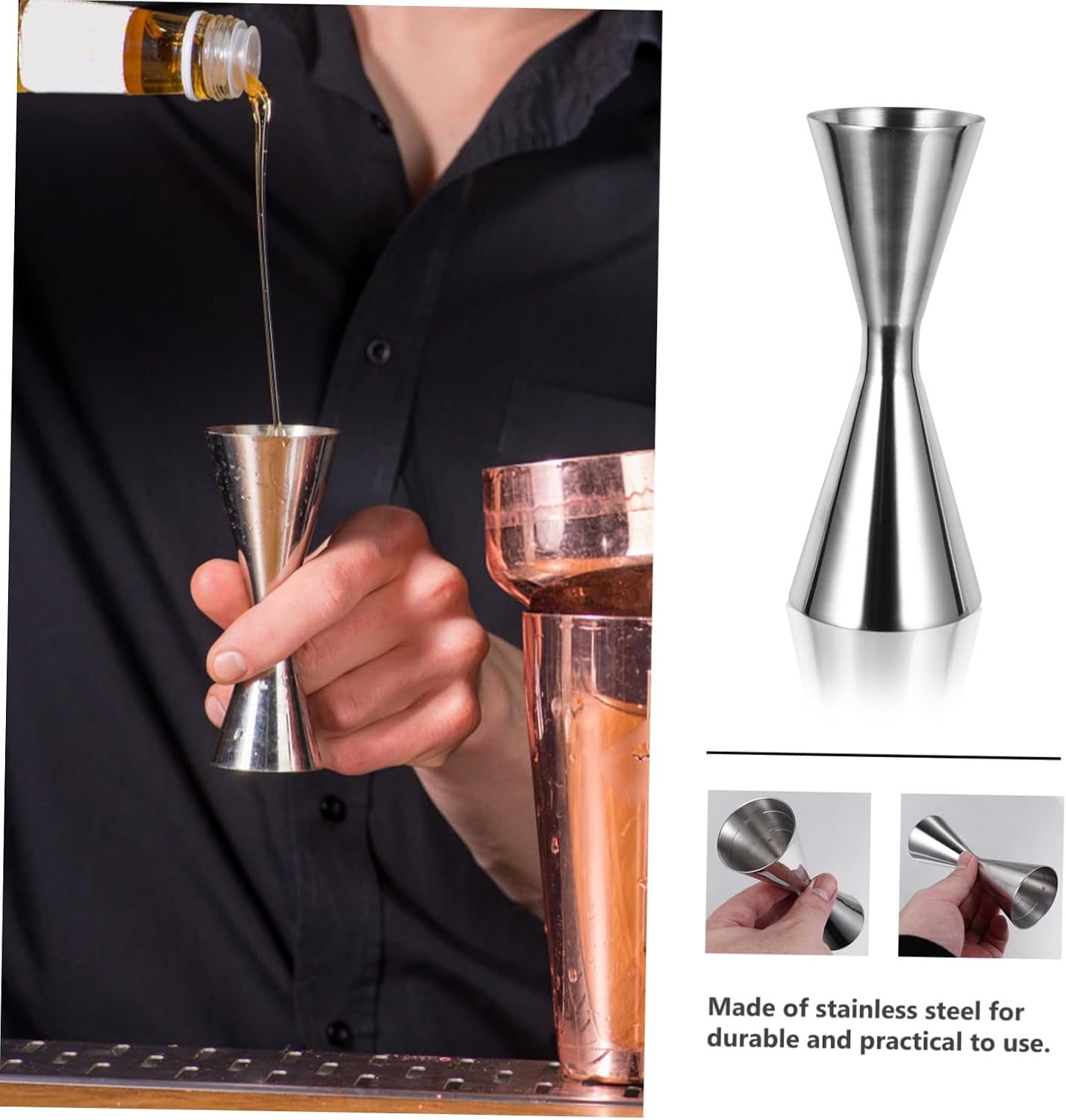 Cabilock 2pcs Cup Measuring Cup for Bartender Stainless Steel Drink Mixer Measurer Bell Shape