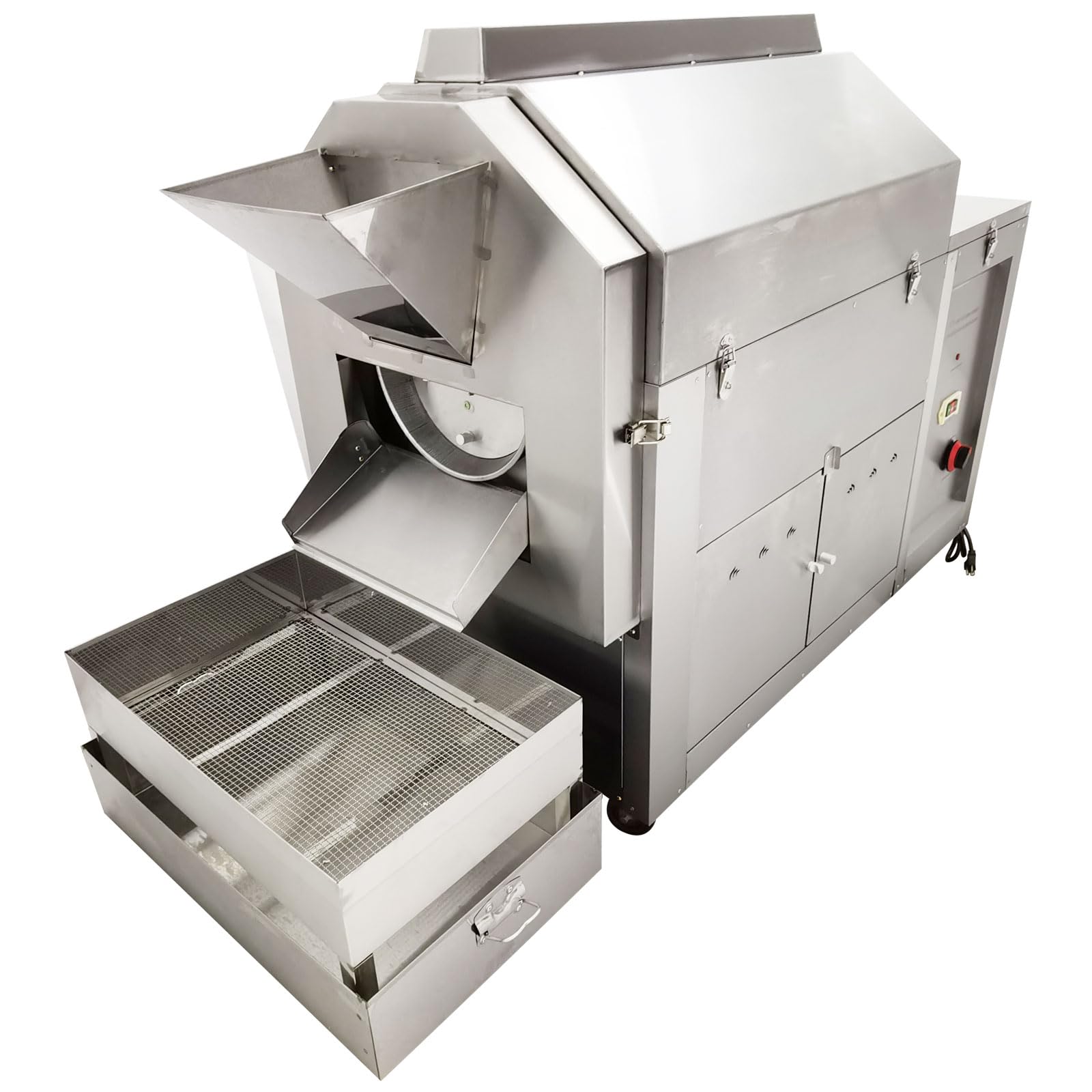 LGXEnzhuo Full-Automatic Stainless Steel Coffee Roaster 110LBS Drum Rotary Roasting Machine 0-300? Gas Type Nuts Bean Roasting Machine 220V/1PH