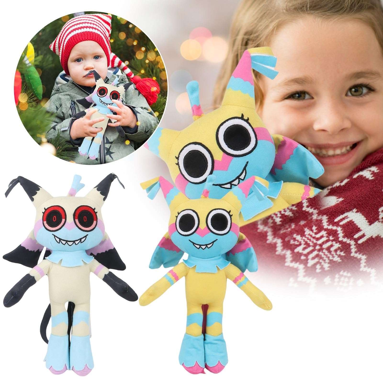 Peluche Dandy's World, Adorable Figurine de Jeu d'horreur, Oreiller Doux en Peluche for garçons et Filles, Fans de Jeux vidéo, Cadeaux, décoration d'intérieur(Yellow+Beige)