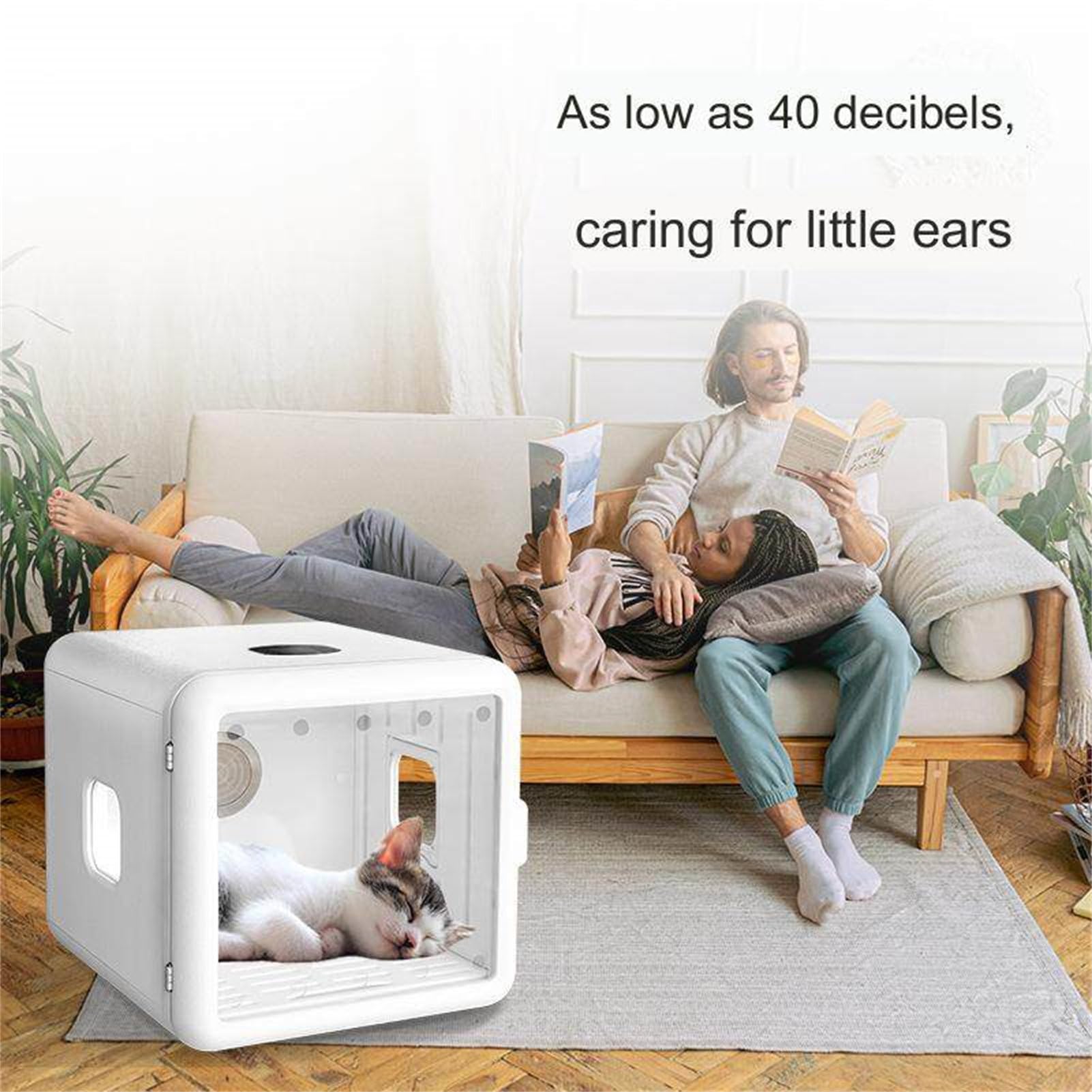 Asciugacapelli automatico per gatti e cani di piccola taglia, asciugacapelli per animali domestici ultra silenzioso e veloce, controllo temperatura/tempo/velocità del vento,
