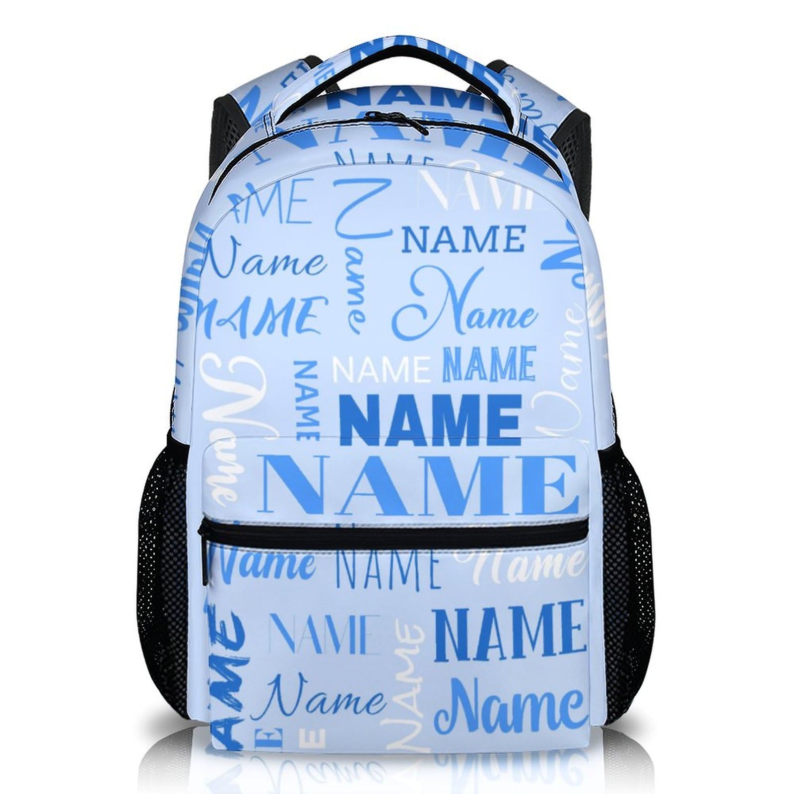 PAKKITOP Backpack for Kids Boys Girls - Personalized Name Backpacks for School - Custom 17" Large Capacity Blue Bookbag for Preschool Elementary