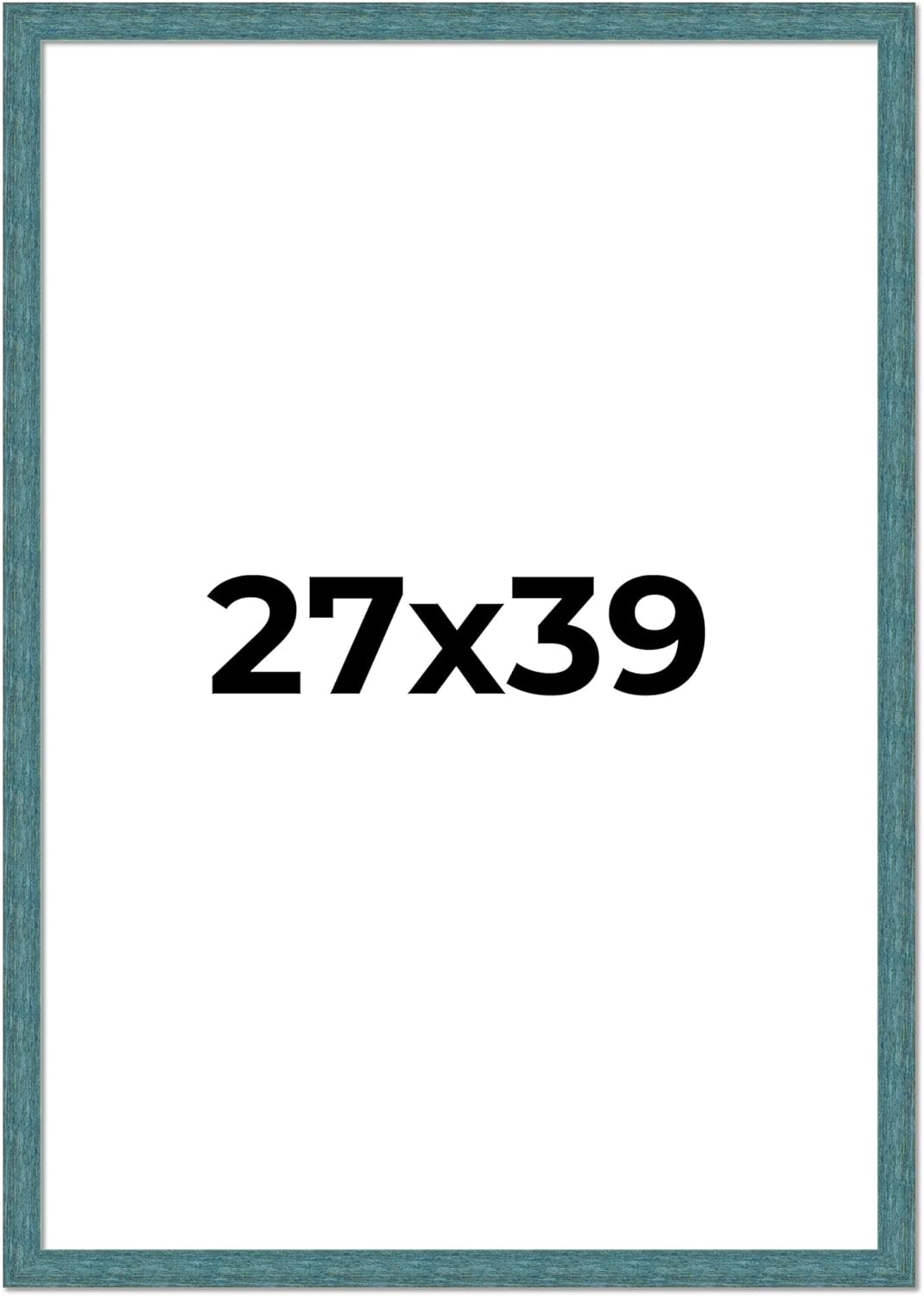 Poster Palooza 27x39 Frame Blue Teal Distressed Solid Wood Picture Frame | 1.25 Inch Moulding Width | Includes UV Acrylic Plexiglass, Foam Board Backing & Hanging Hardware Included